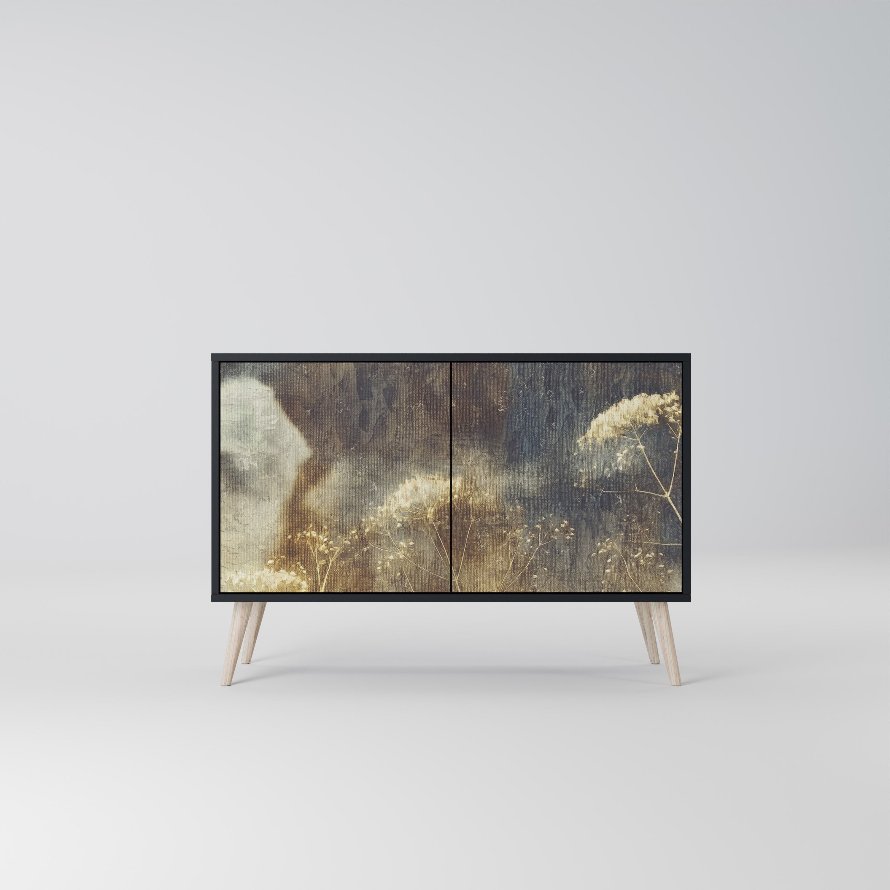 GENTLE POWER Aparador de 2 Portas em Acabamento Preto