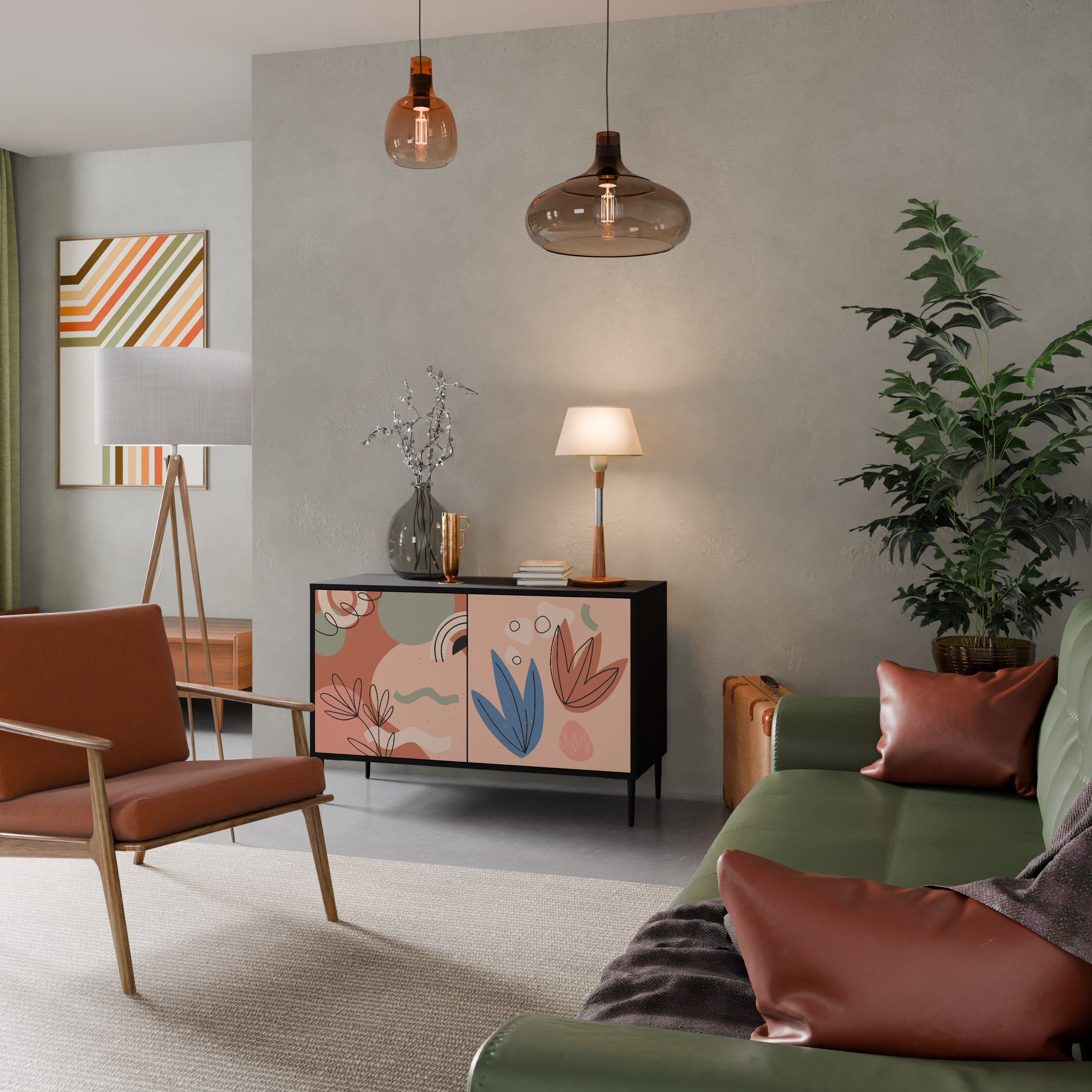 PASTEL DESTINY Aparador de 2 Portas em Acabamento Preto