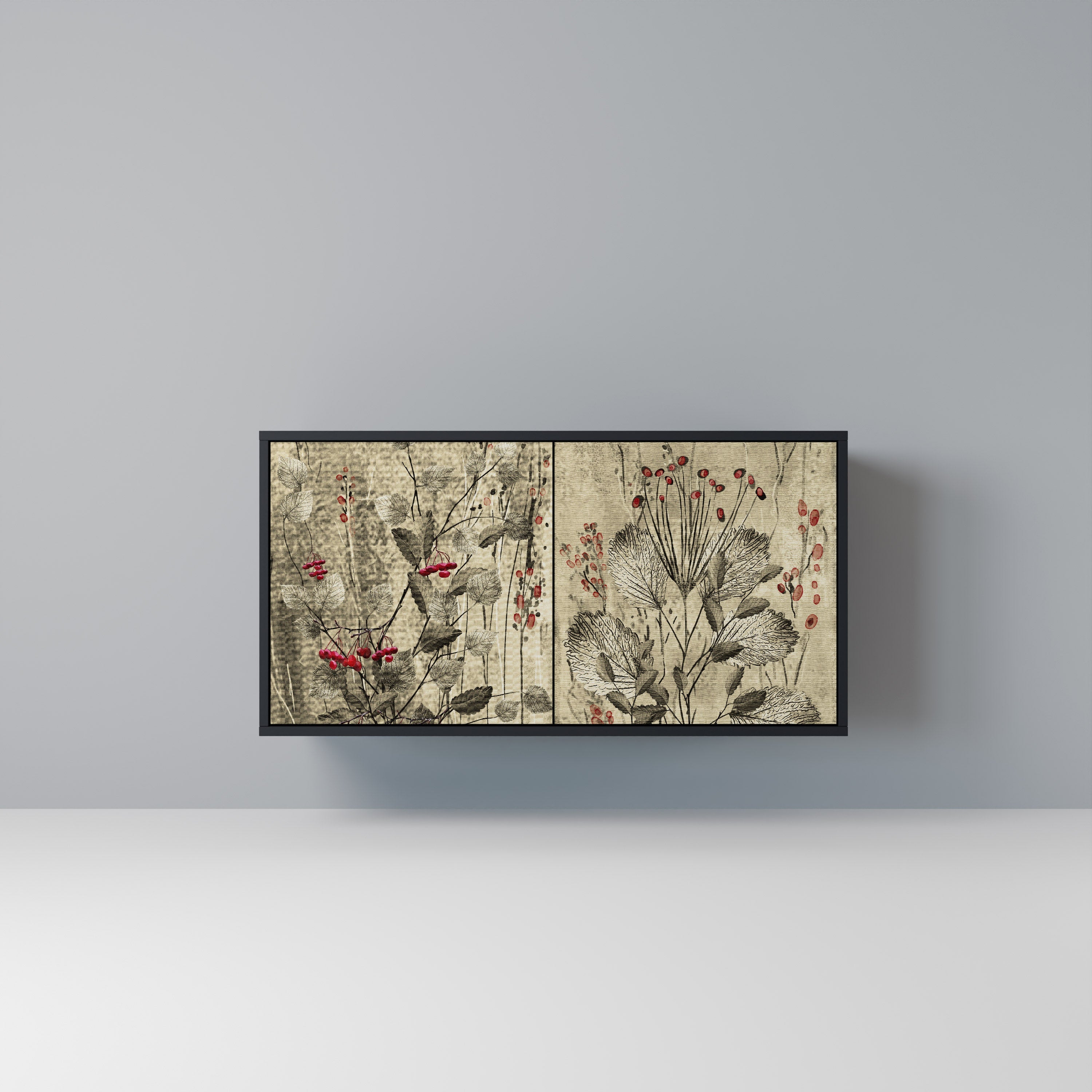 HERBAL GRACE Aparador de 2 Portas em Acabamento Preto