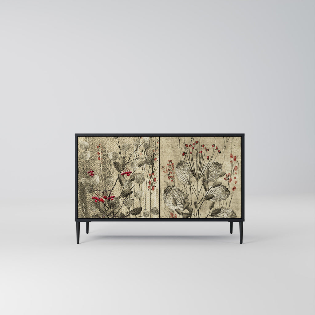 HERBAL GRACE Aparador de 2 Portas em Acabamento Preto