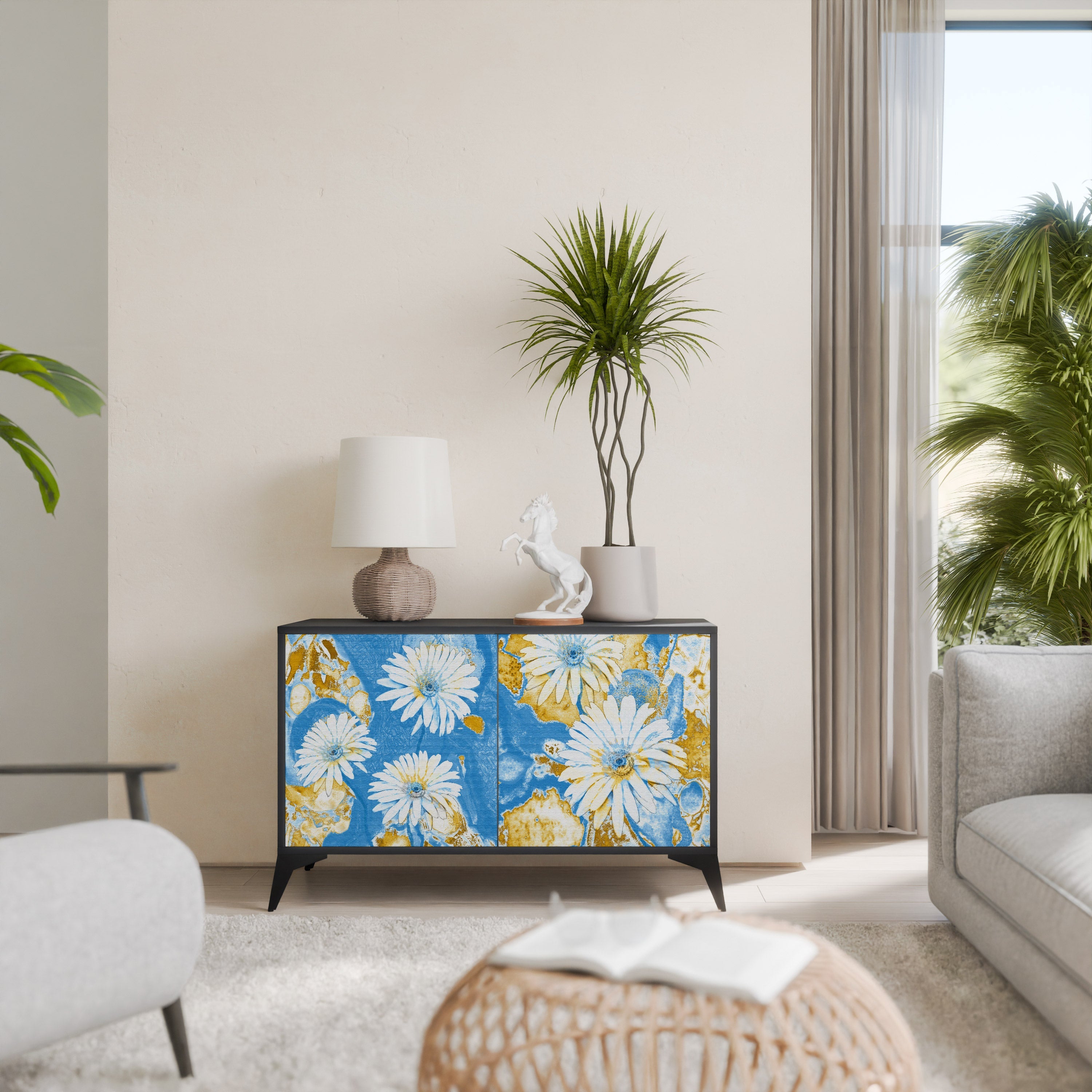 DAISY LUXE Aparador de 2 Portas em Acabamento Preto