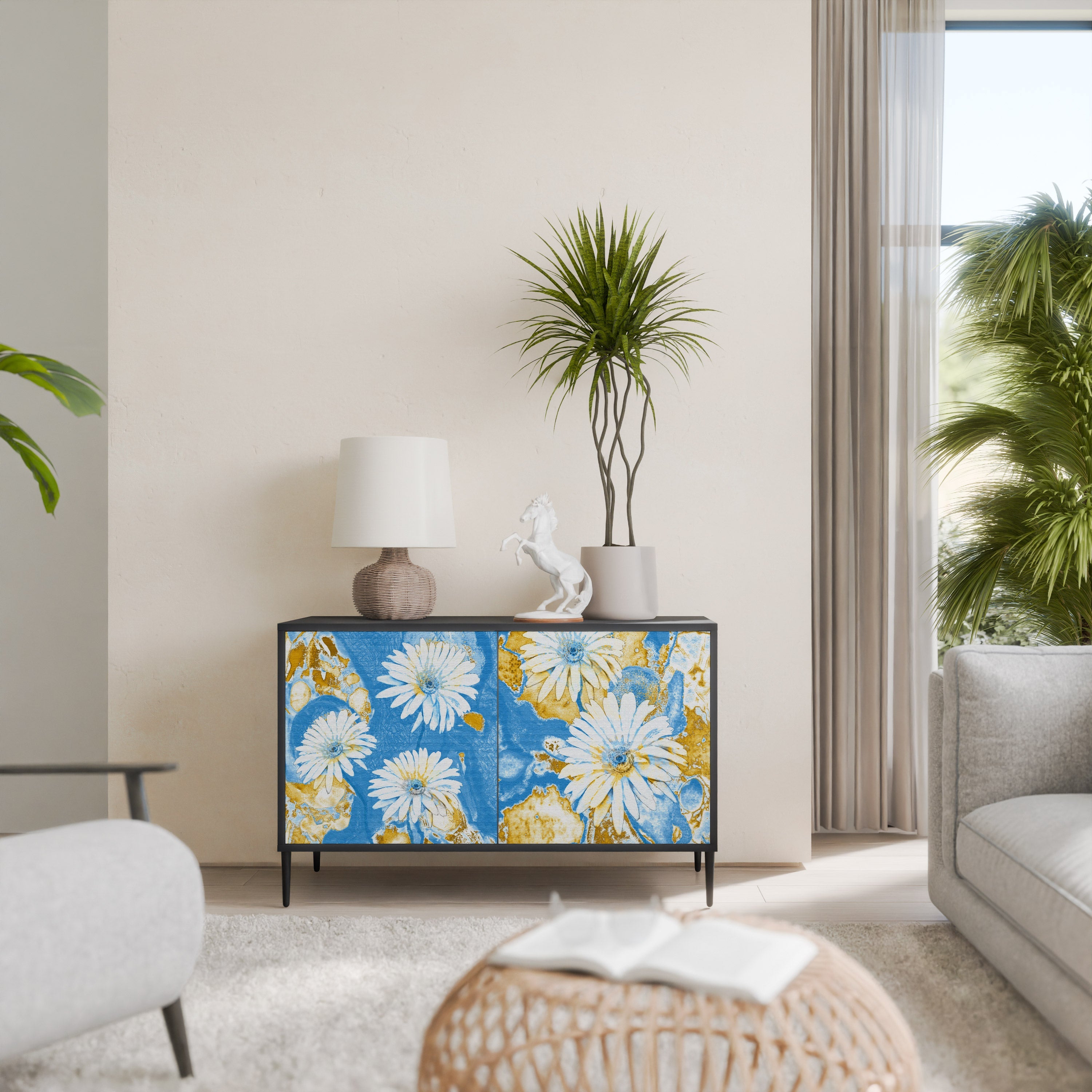 DAISY LUXE Aparador de 2 Portas em Acabamento Preto