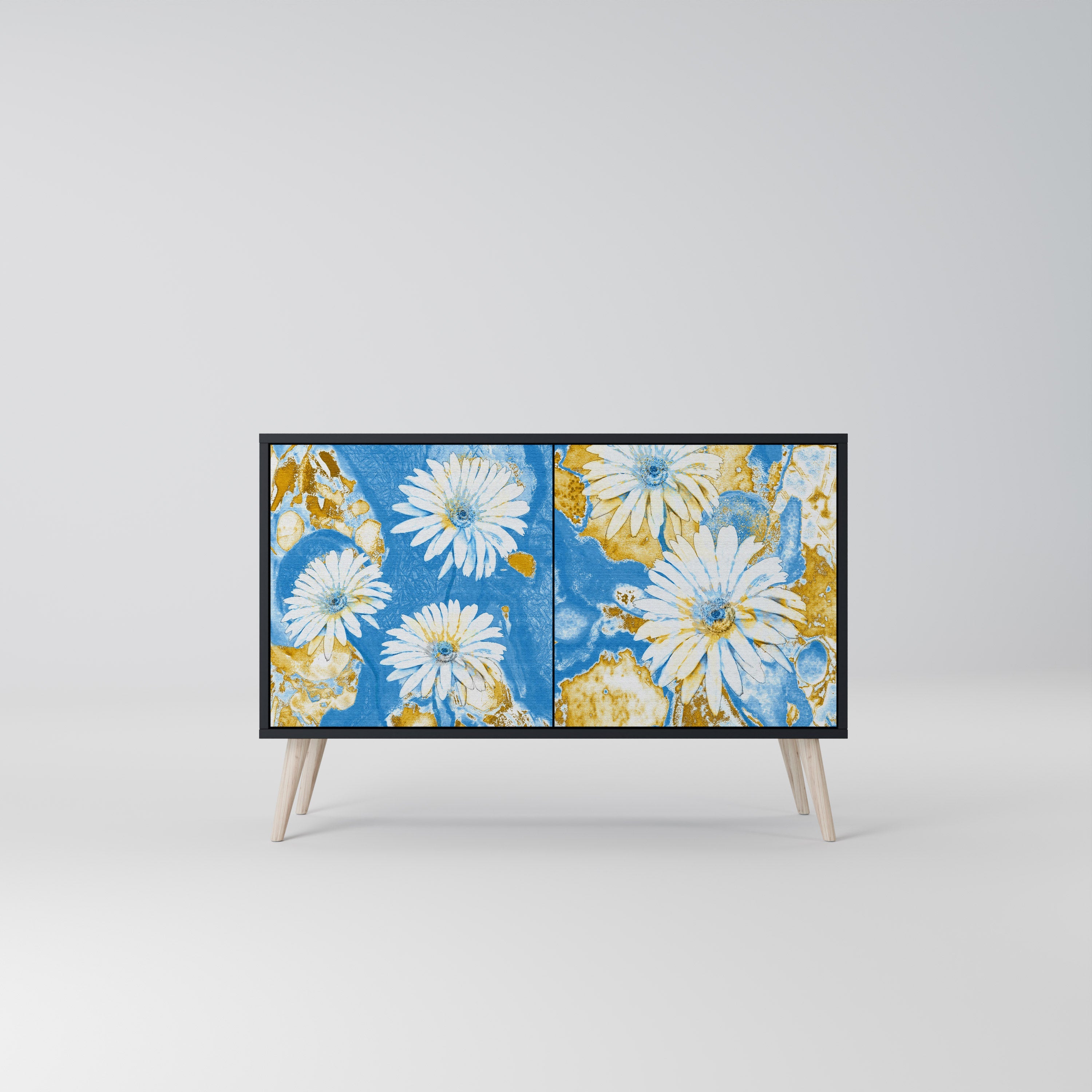 DAISY LUXE Aparador de 2 Portas em Acabamento Preto