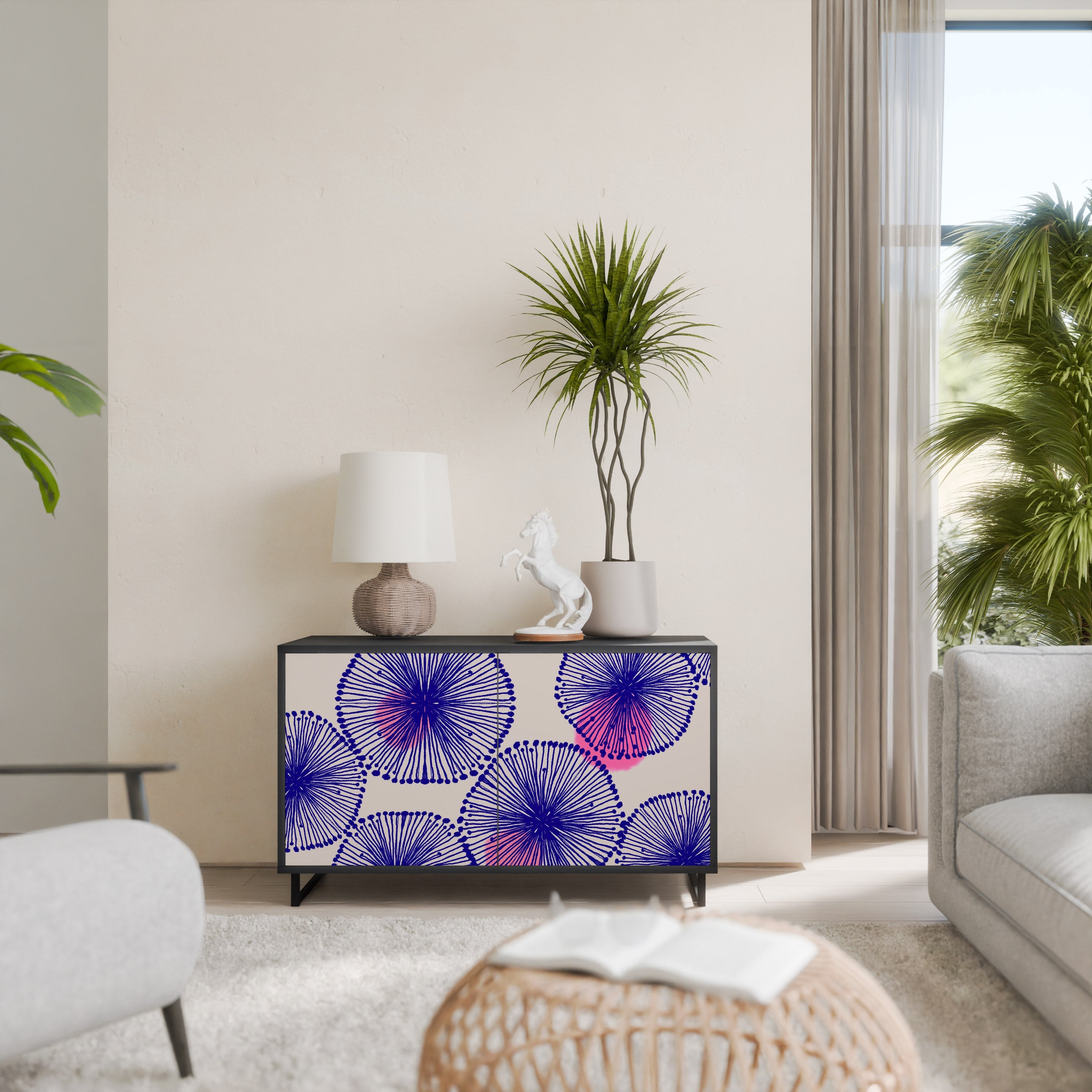 MAGIC NATURE Aparador de 2 Portas em Acabamento Preto