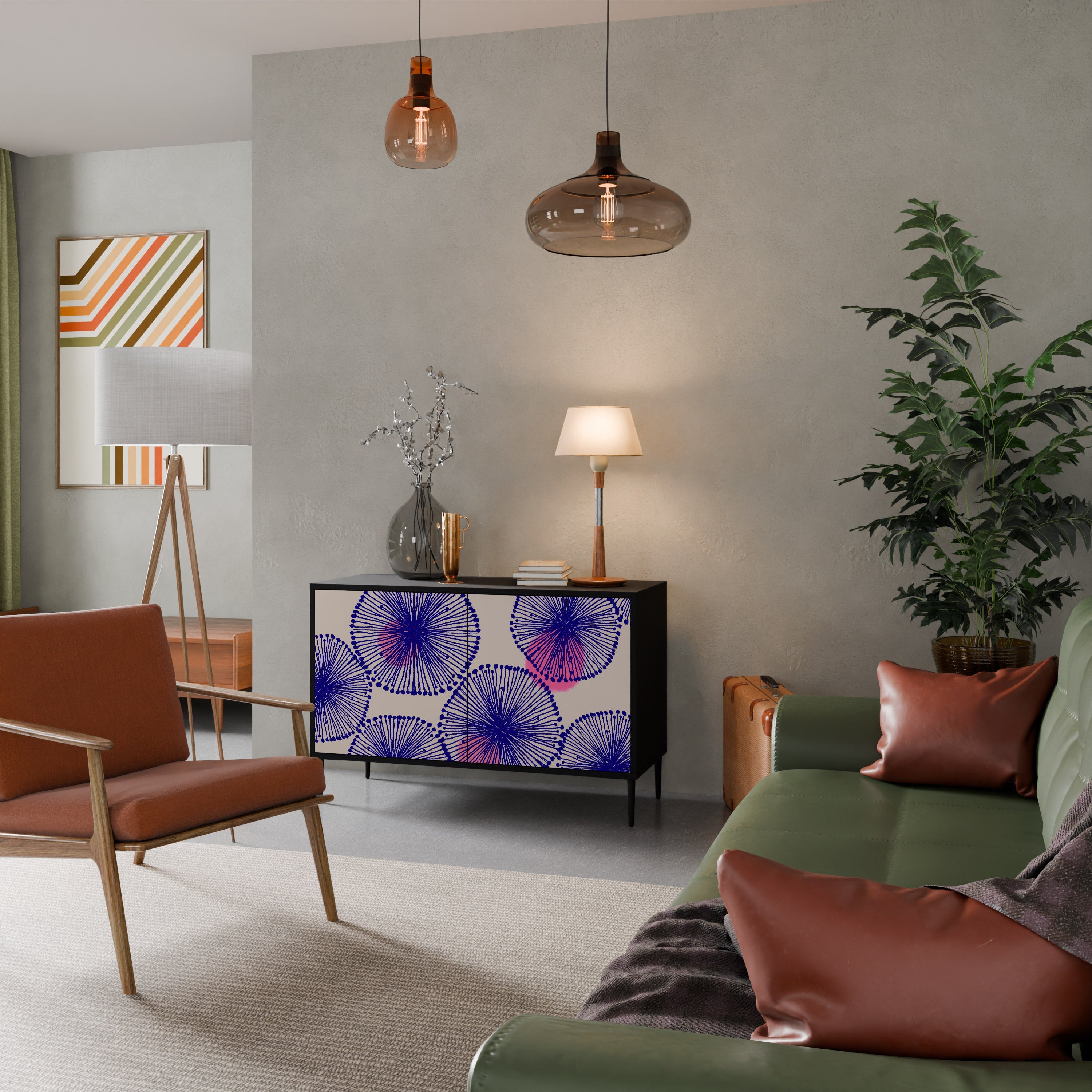 MAGIC NATURE Aparador de 2 Portas em Acabamento Preto