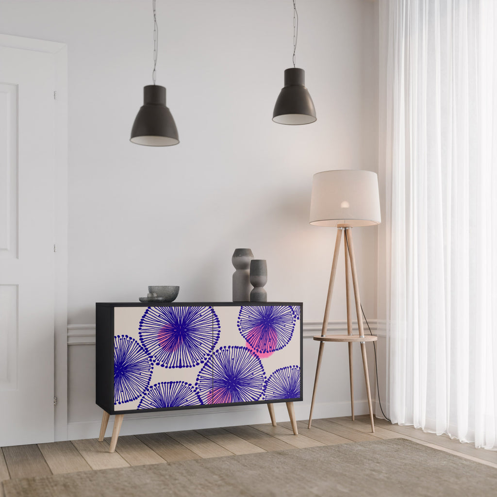 MAGIC NATURE Aparador de 2 Portas em Acabamento Preto