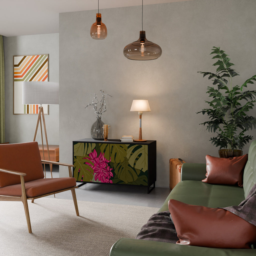 TROPICAL BEAUTY 2-Door Sideboard in Black Finish