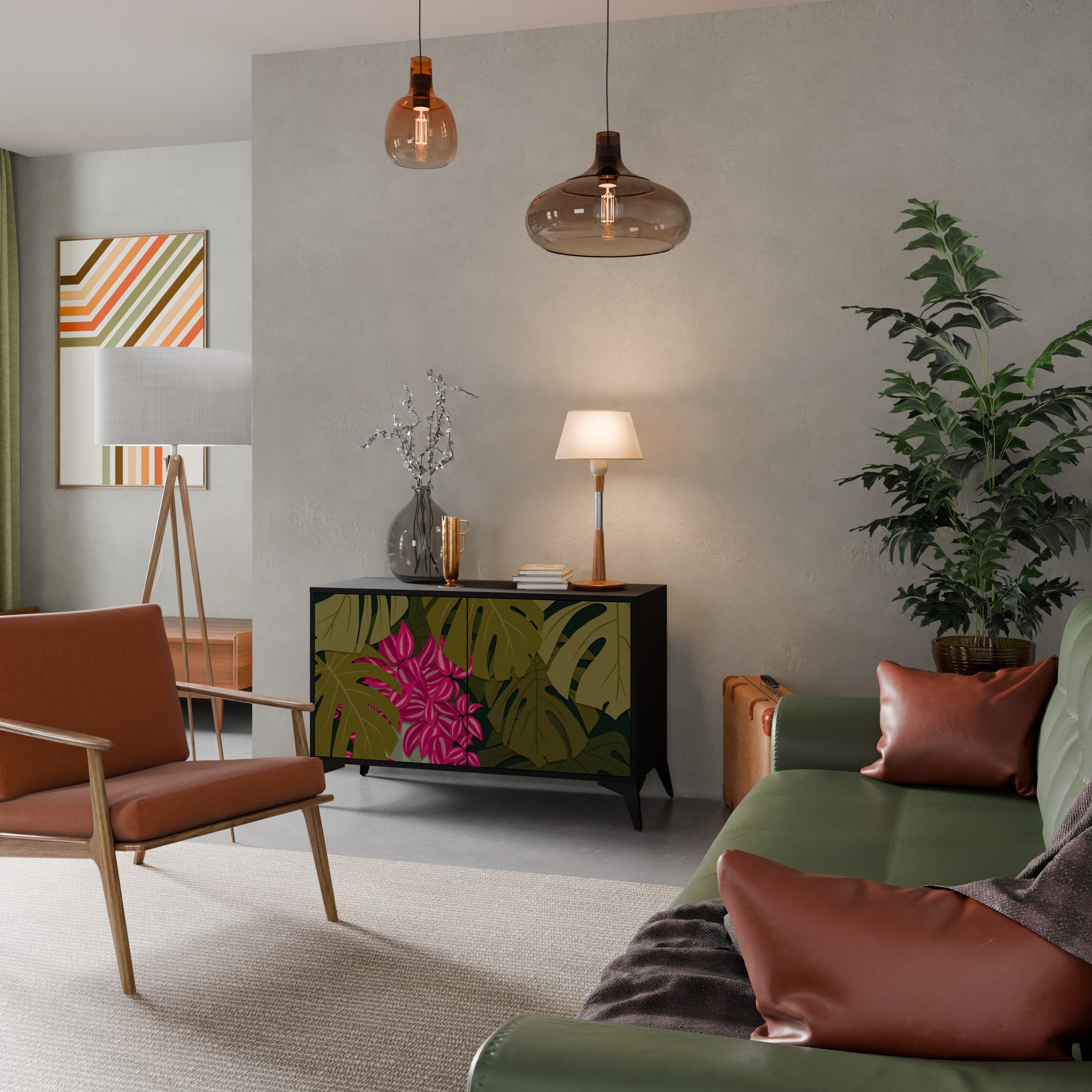 TROPICAL BEAUTY 2-Door Sideboard in Black Finish