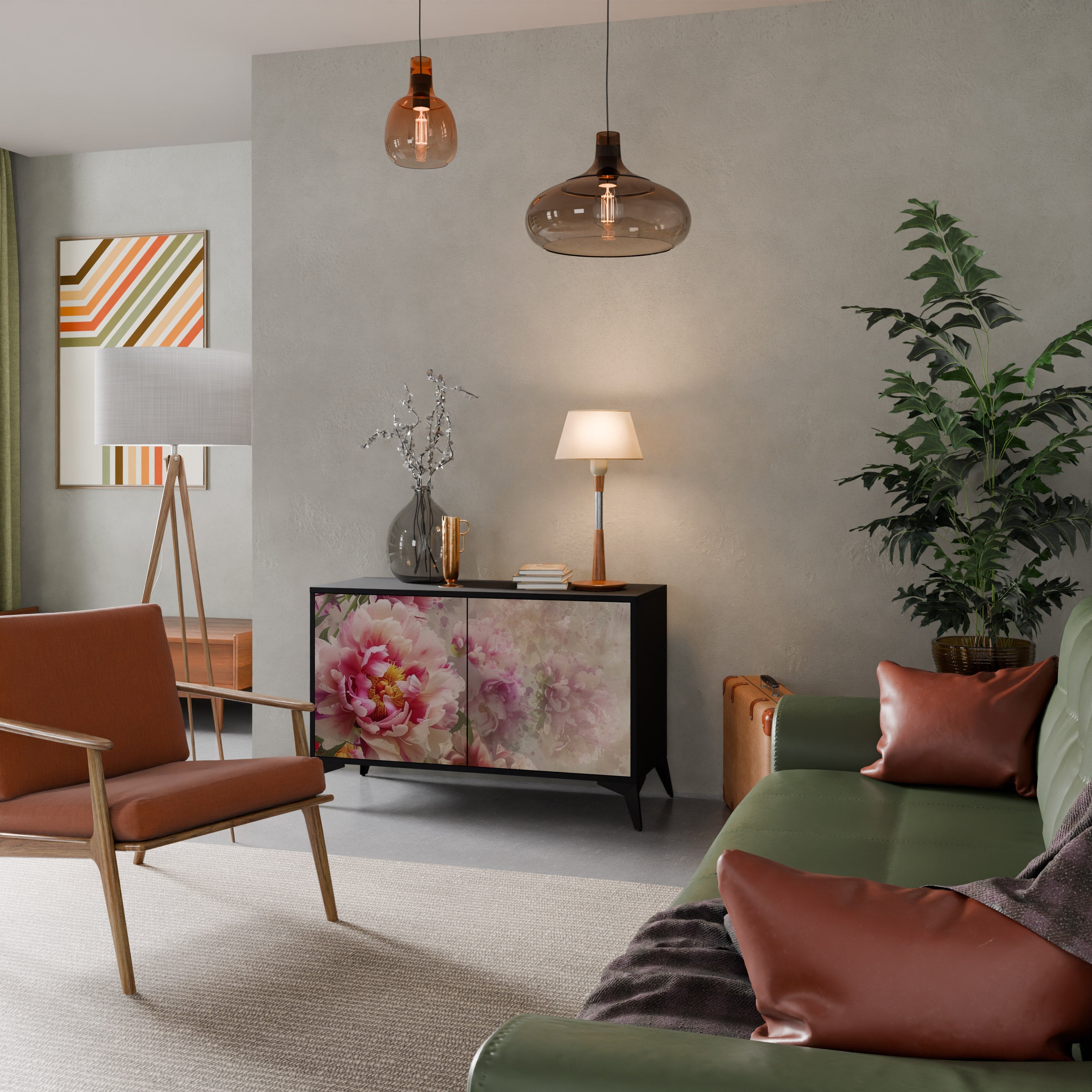 PEONY WHISPER 2-Door Sideboard in Black Finish