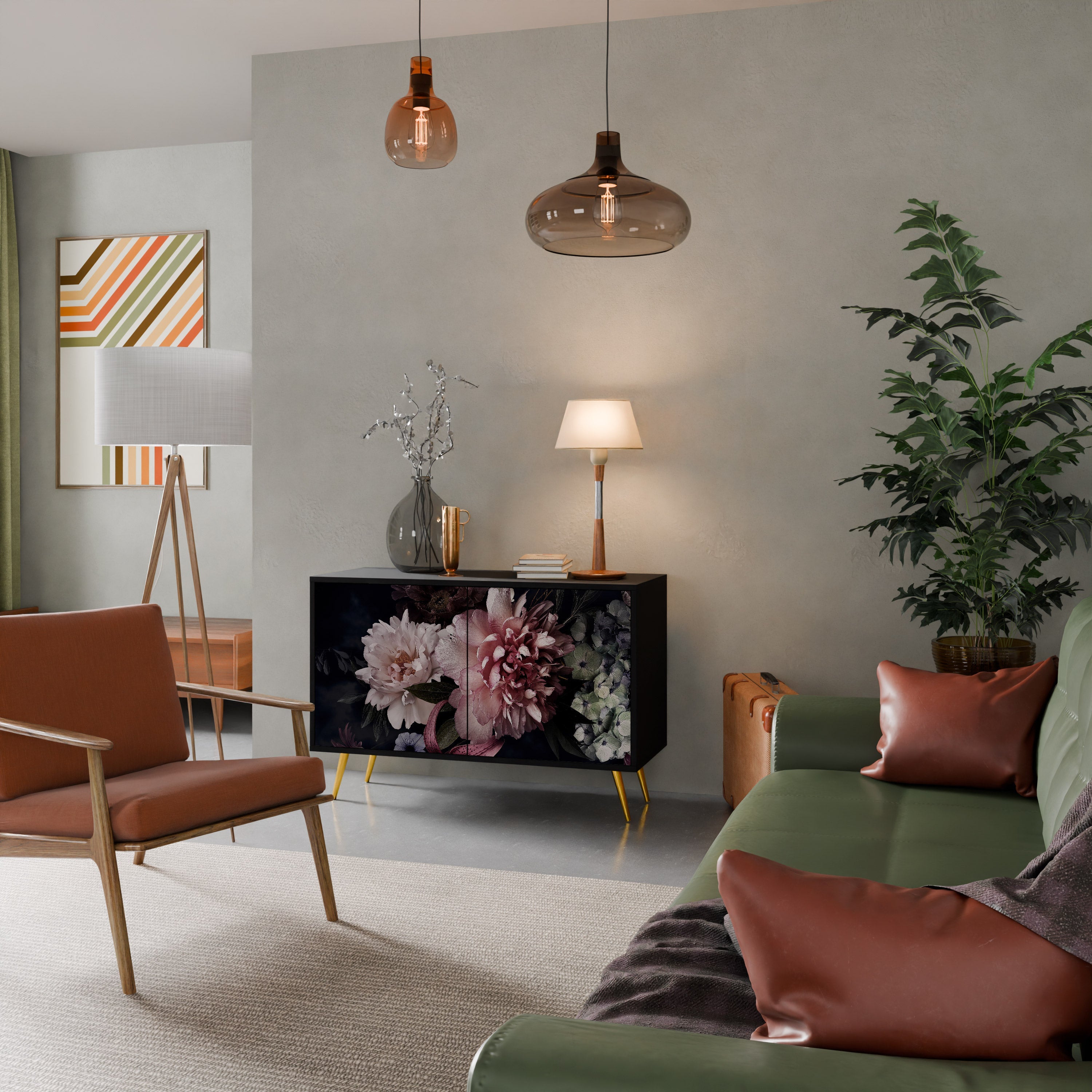 PURE BLOSSOM 2-Door Sideboard in Black Finish