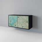 BLOOMING CHARM Aparador de 2 Portas em Acabamento Preto