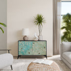 BLOOMING CHARM Aparador de 2 Portas em Acabamento Preto