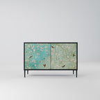 BLOOMING CHARM Aparador de 2 Portas em Acabamento Preto