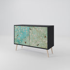 BLOOMING CHARM Aparador de 2 Portas em Acabamento Preto