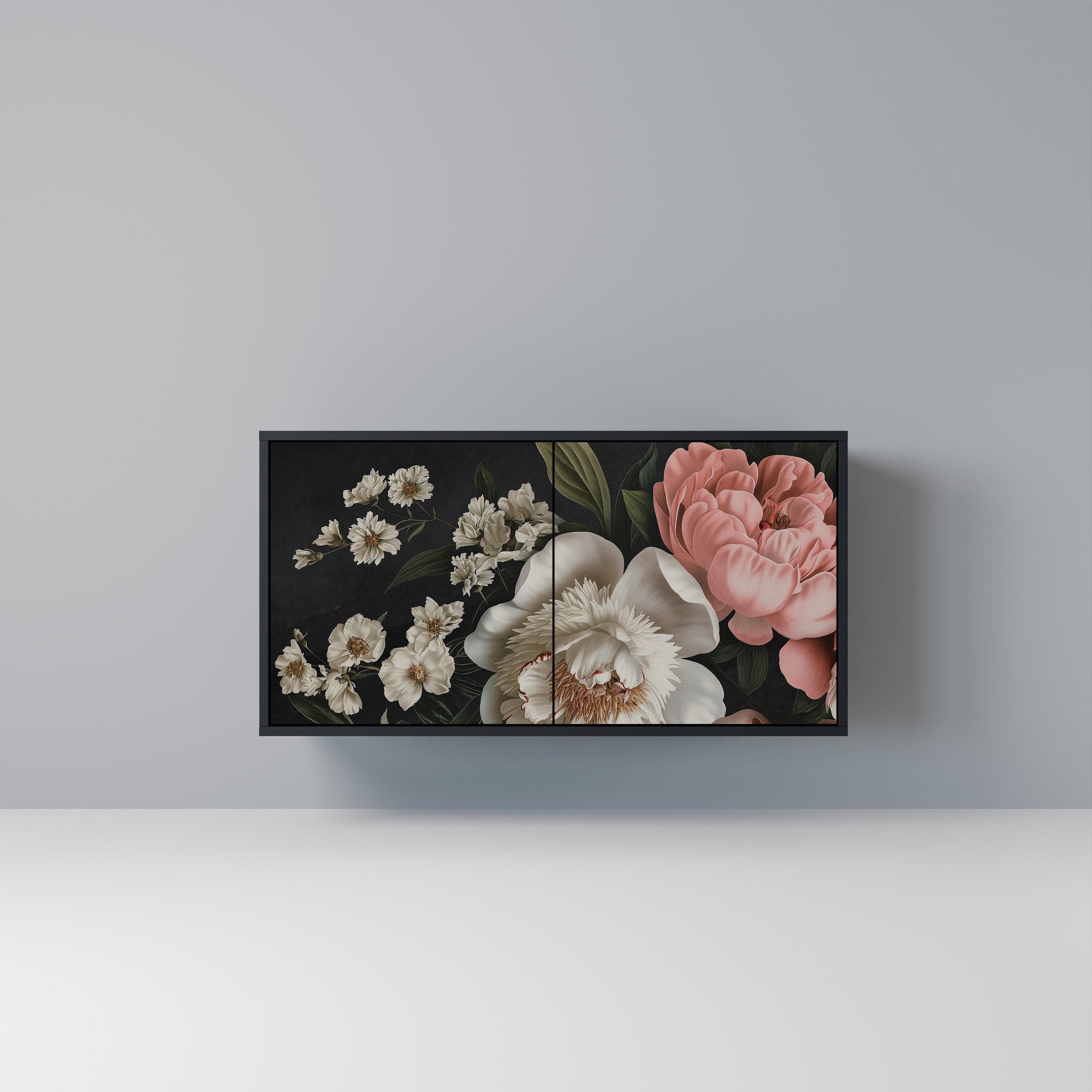 LUSH ELEGANCE Aparador de 2 Portas em Acabamento Preto