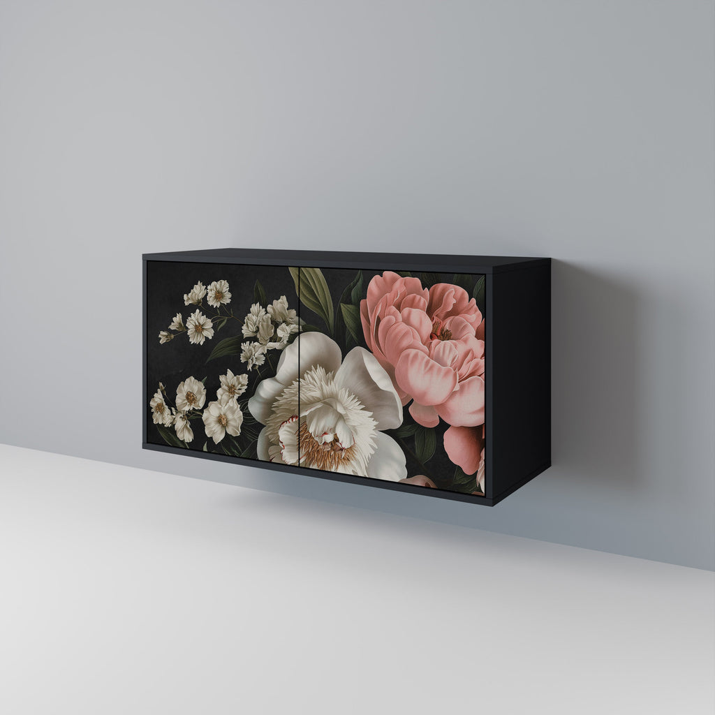 LUSH ELEGANCE Aparador de 2 Portas em Acabamento Preto