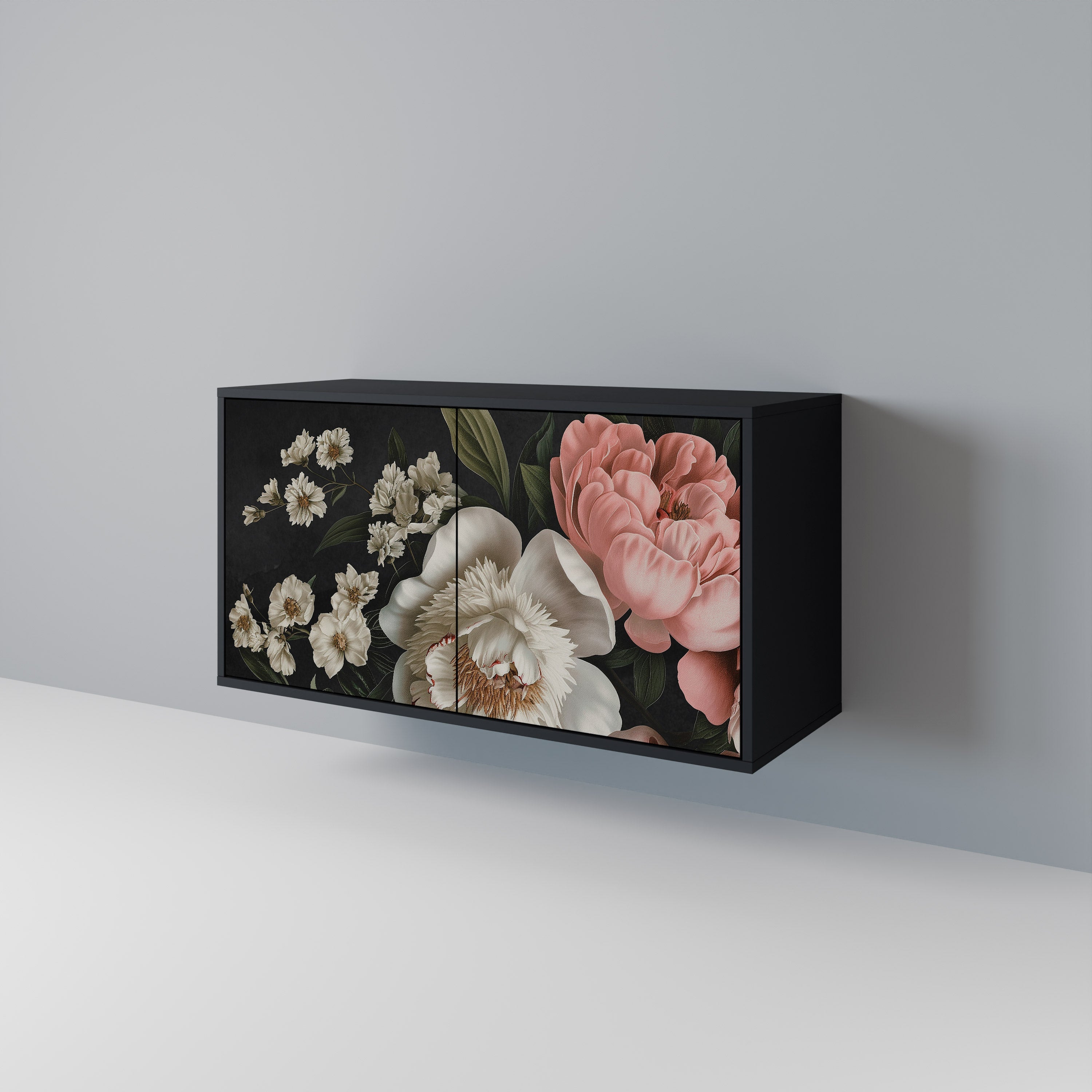 LUSH ELEGANCE Aparador de 2 Portas em Acabamento Preto