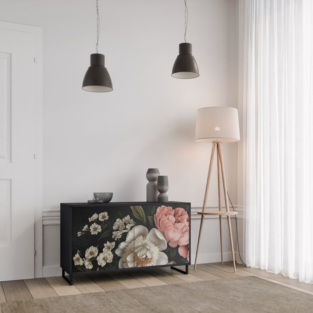 LUSH ELEGANCE Aparador de 2 Portas em Acabamento Preto