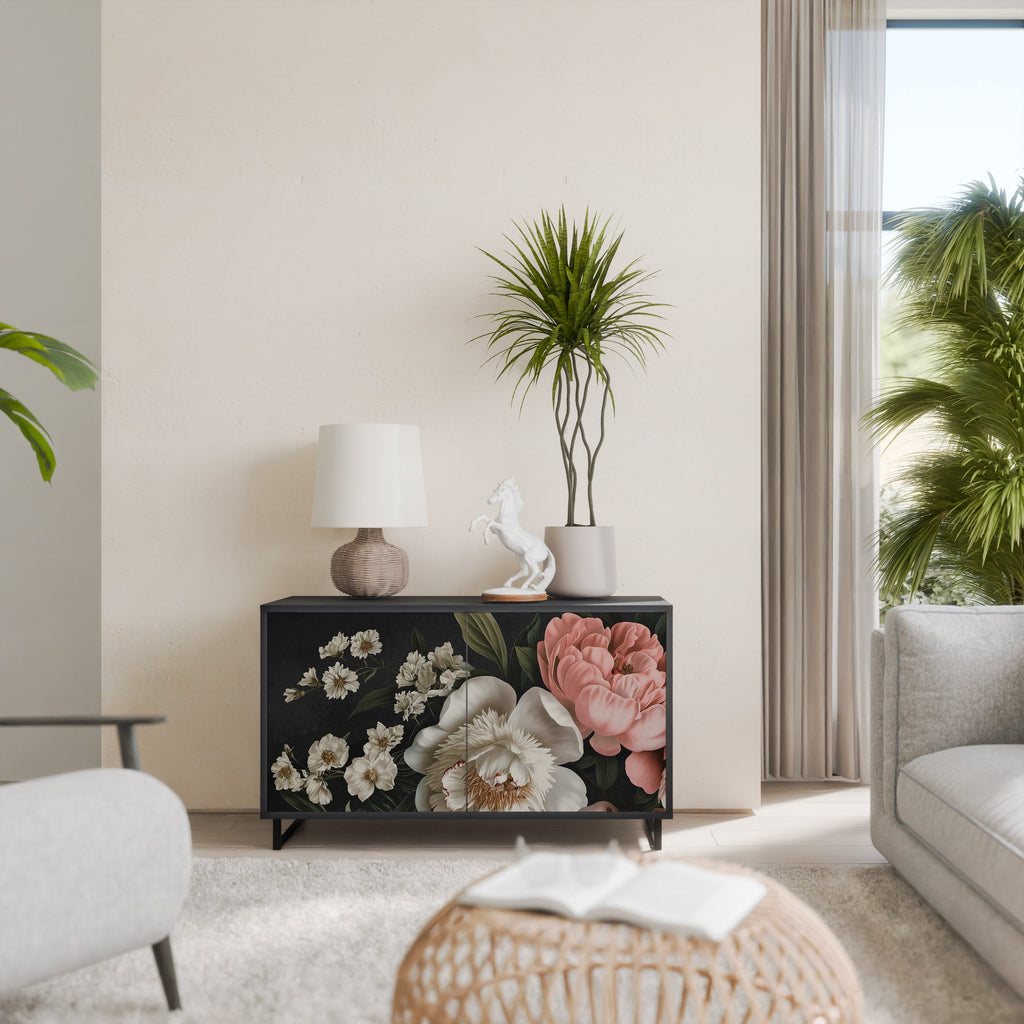 LUSH ELEGANCE Aparador de 2 Portas em Acabamento Preto