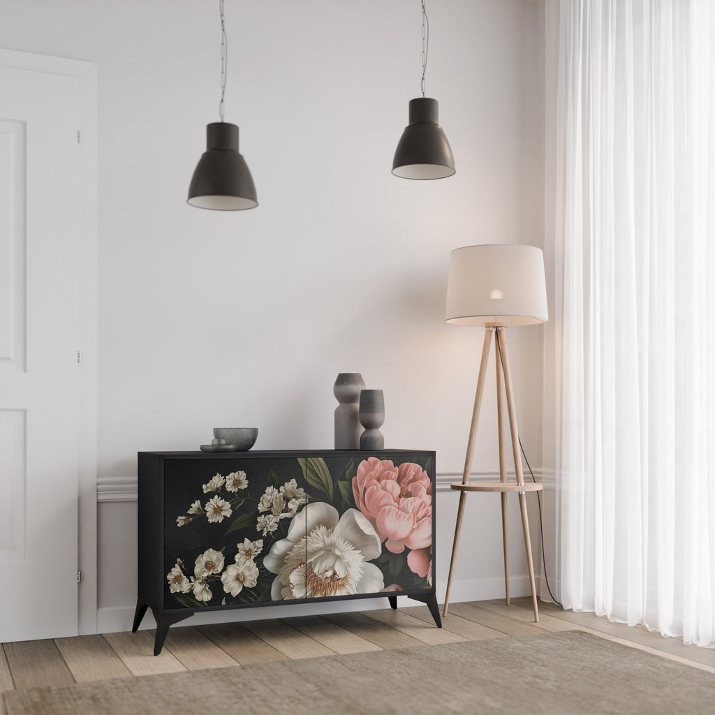 LUSH ELEGANCE Aparador de 2 Portas em Acabamento Preto