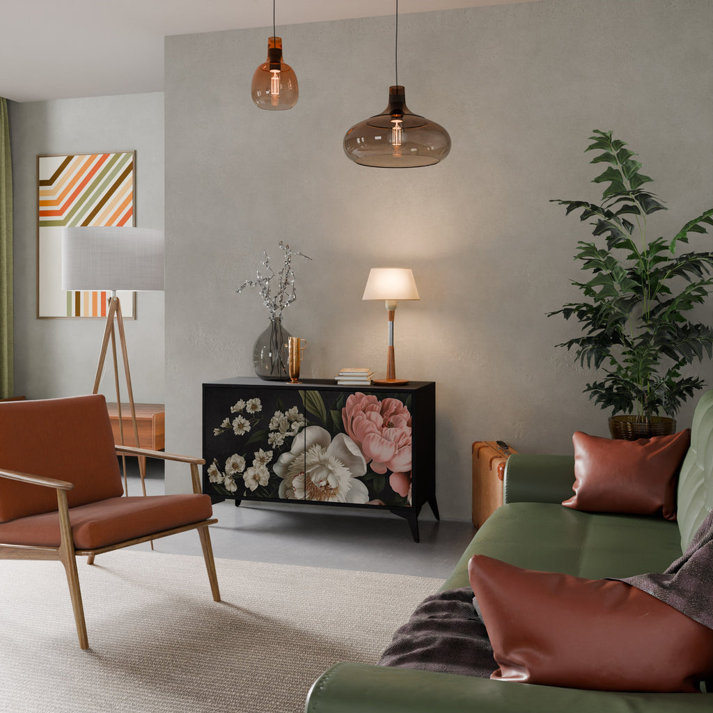 LUSH ELEGANCE Aparador de 2 Portas em Acabamento Preto