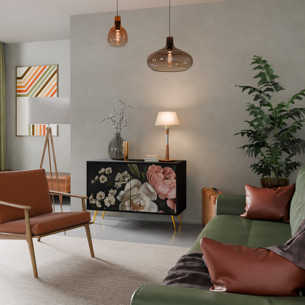 LUSH ELEGANCE Aparador de 2 Portas em Acabamento Preto