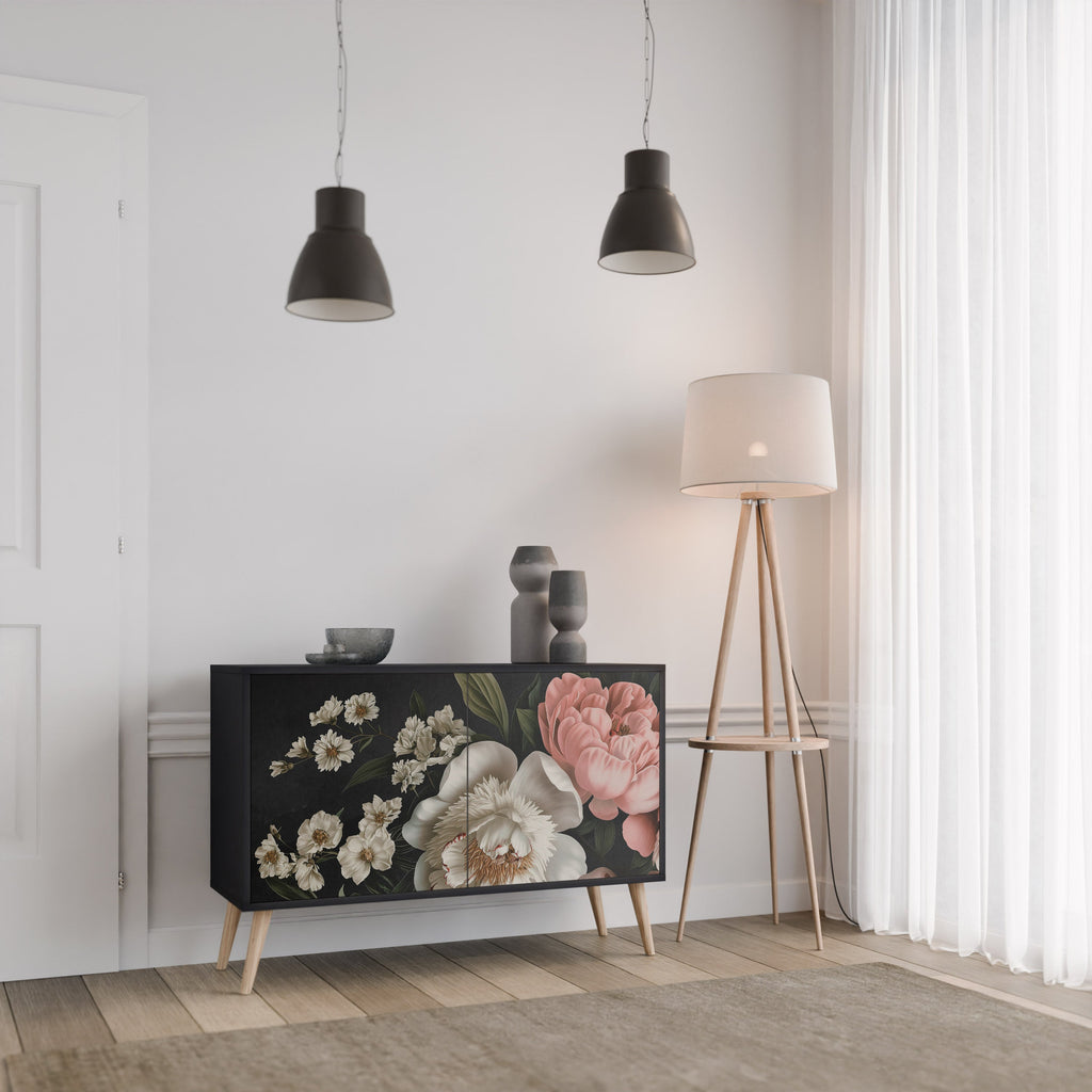 LUSH ELEGANCE Aparador de 2 Portas em Acabamento Preto