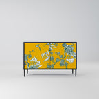 YELLOW CHINOISERIE 2-Door Sideboard in Black Finish