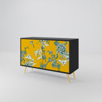 YELLOW CHINOISERIE 2-Door Sideboard in Black Finish