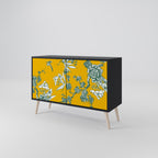 YELLOW CHINOISERIE 2-Door Sideboard in Black Finish