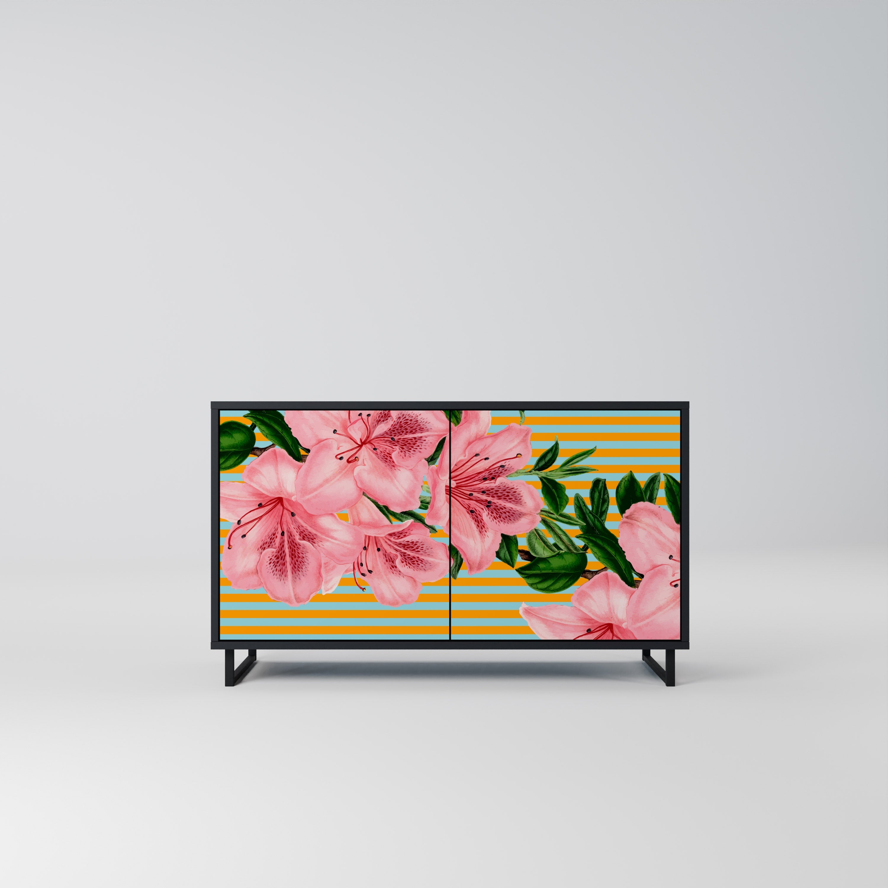 FRAGILE BEAUTY Aparador de 2 Portas em Acabamento Preto