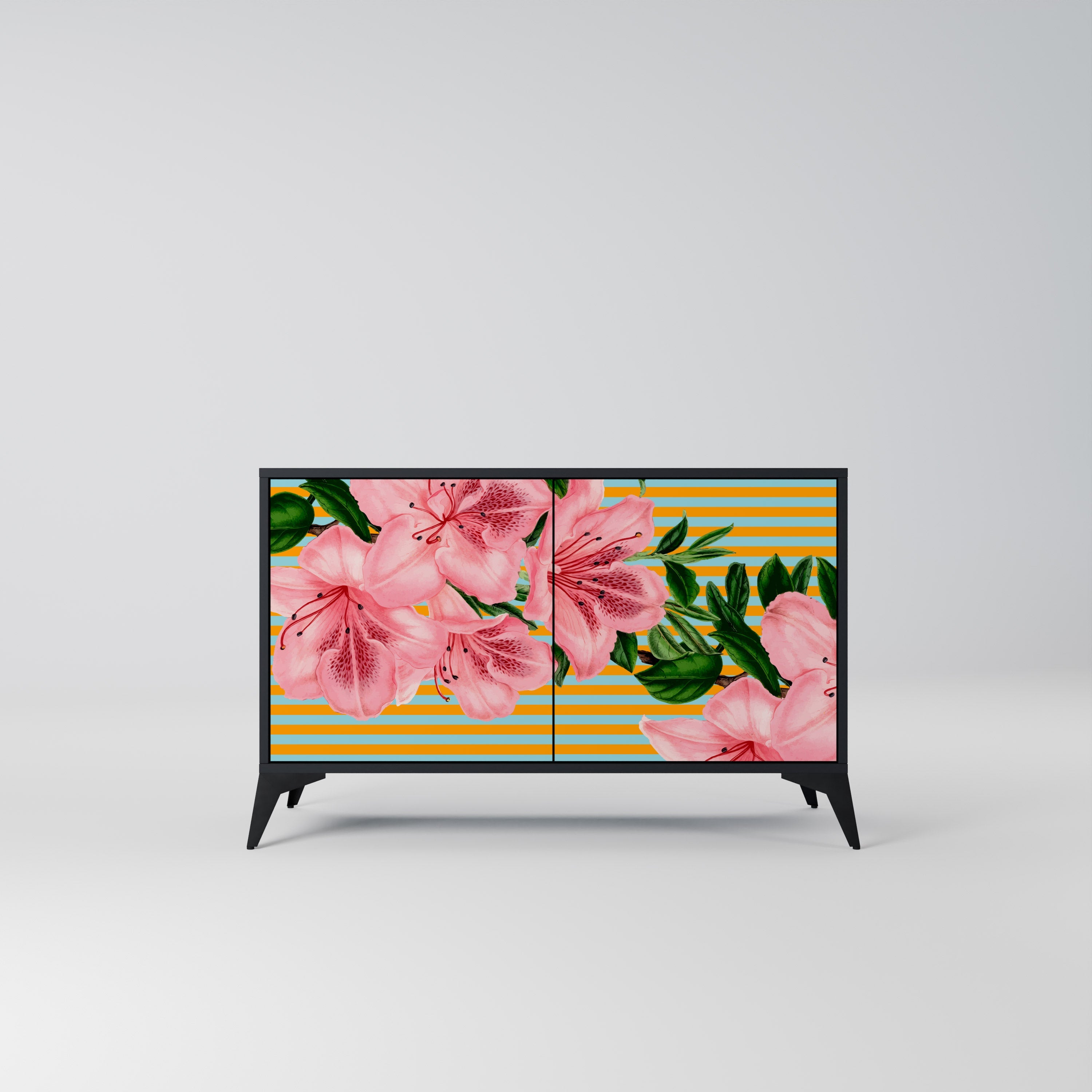 FRAGILE BEAUTY Aparador de 2 Portas em Acabamento Preto