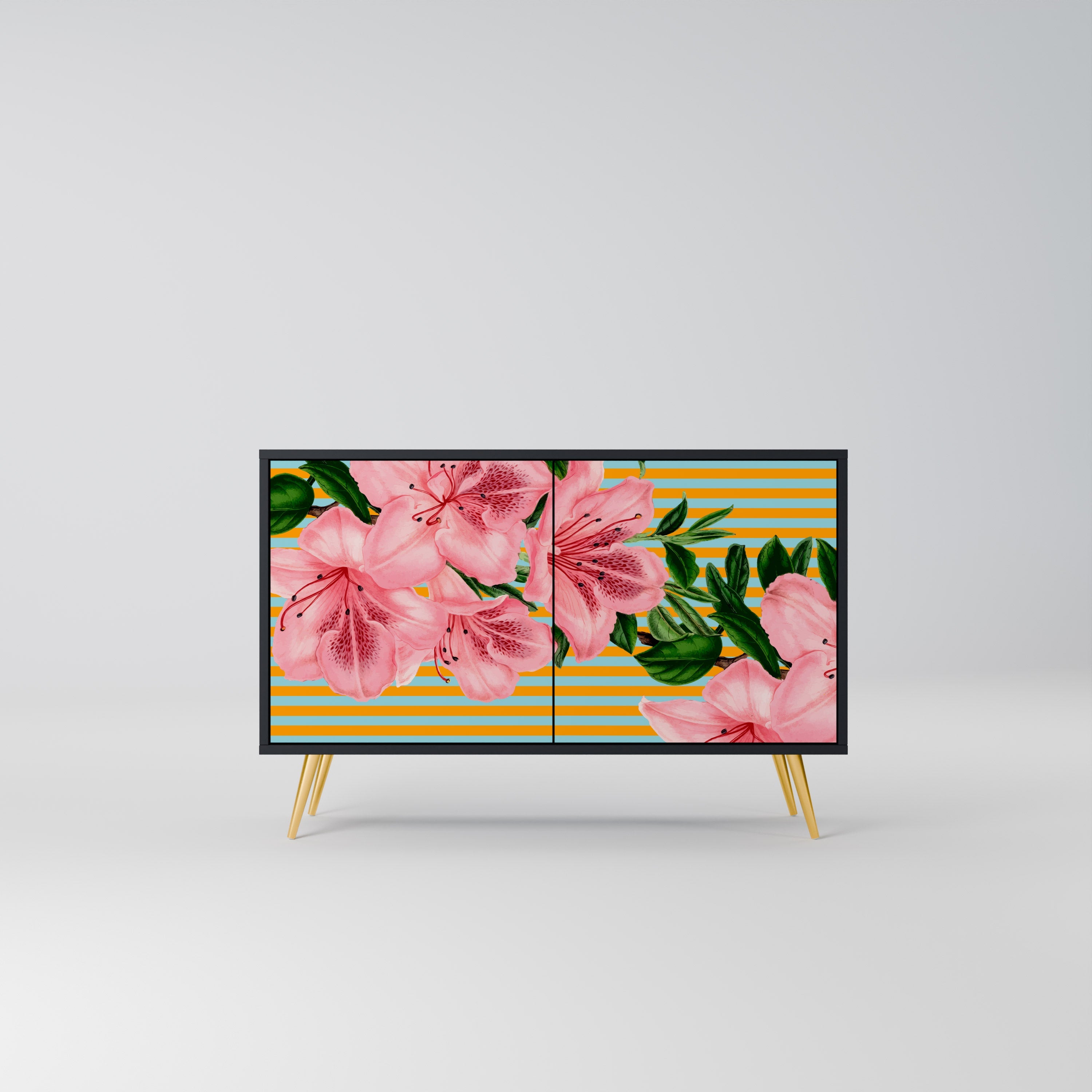 FRAGILE BEAUTY Aparador de 2 Portas em Acabamento Preto