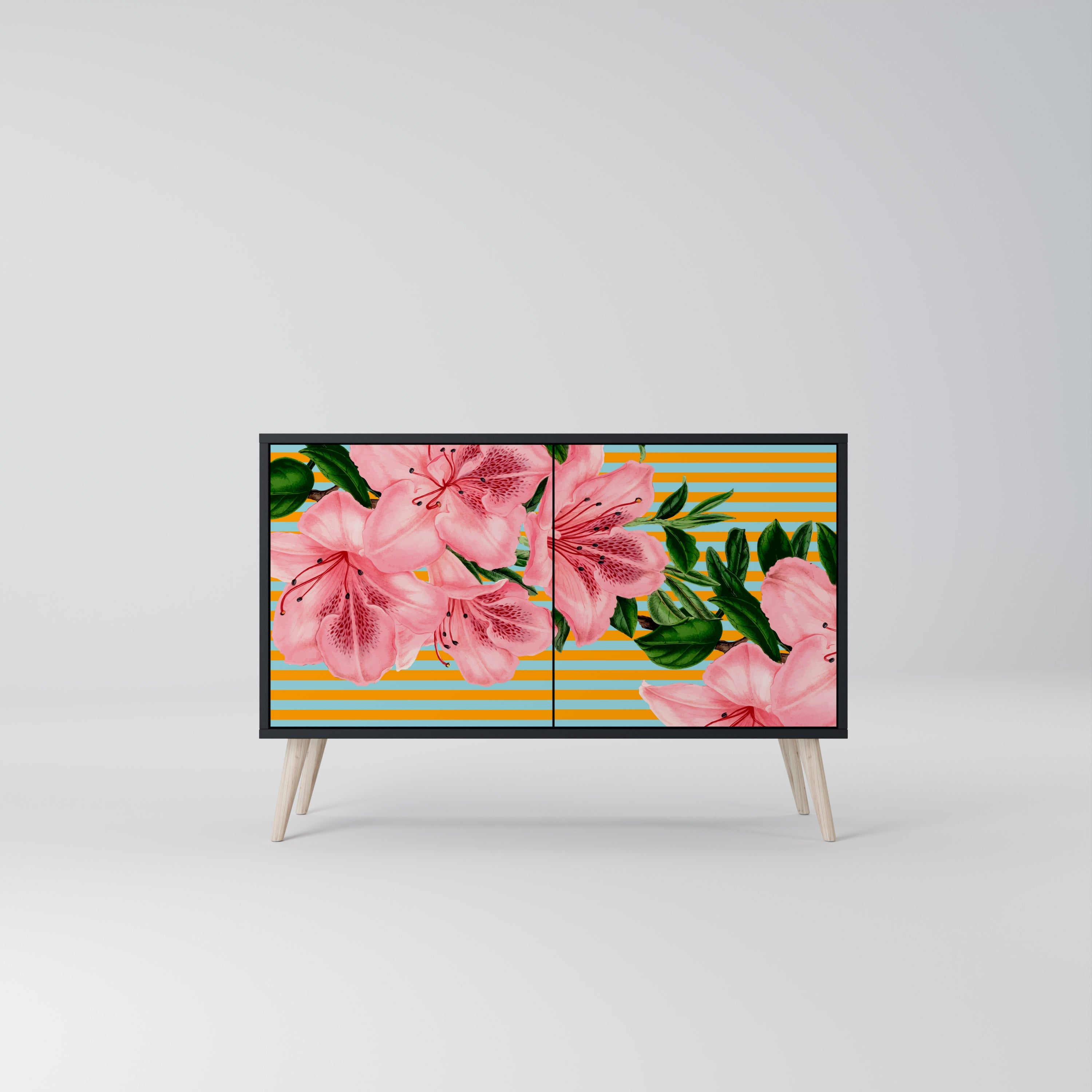 FRAGILE BEAUTY Aparador de 2 Portas em Acabamento Preto