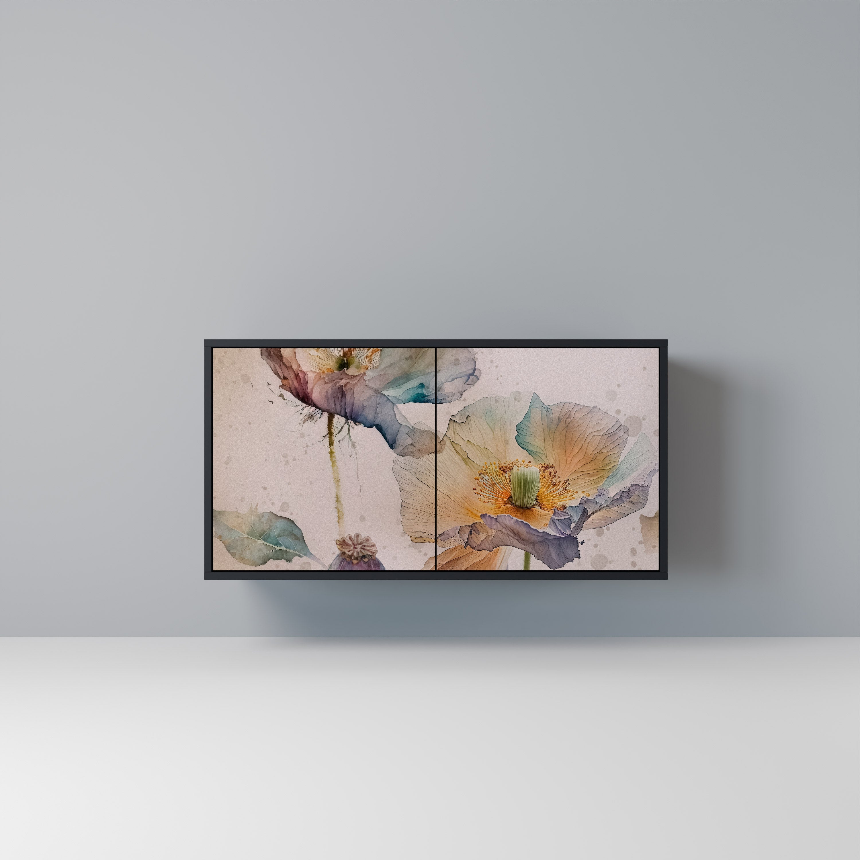 SOFTEN POPPY Aparador de 2 Portas em Acabamento Preto