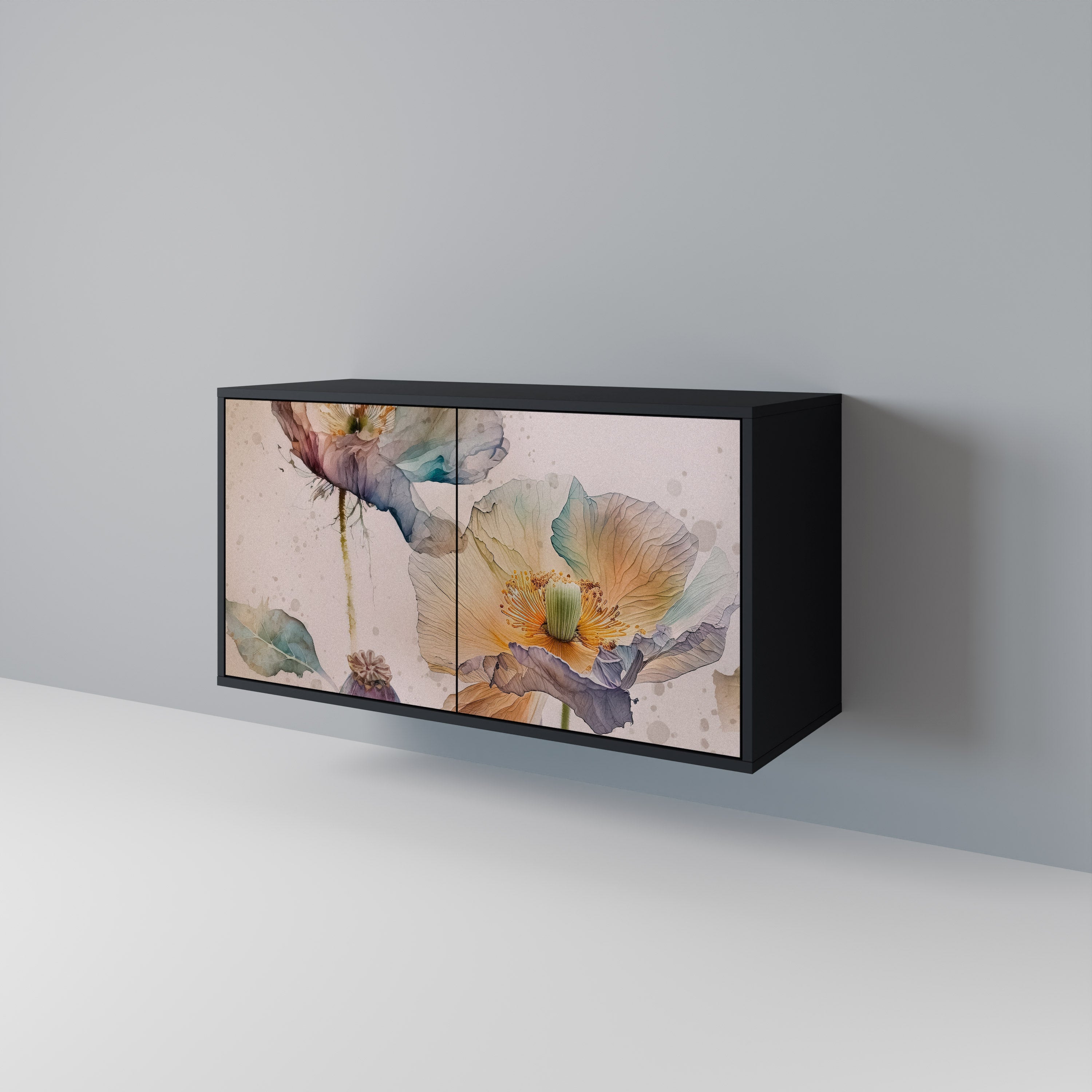 SOFTEN POPPY 2-Door Sideboard in Black Finish