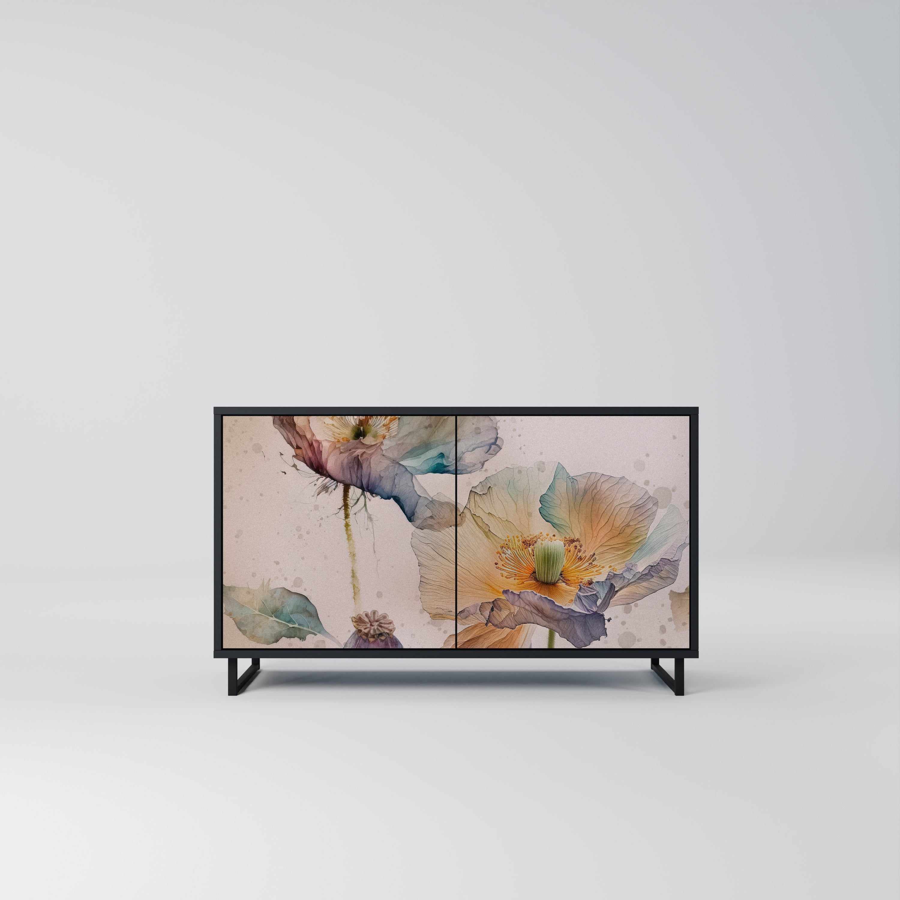 SOFTEN POPPY Aparador de 2 Portas em Acabamento Preto