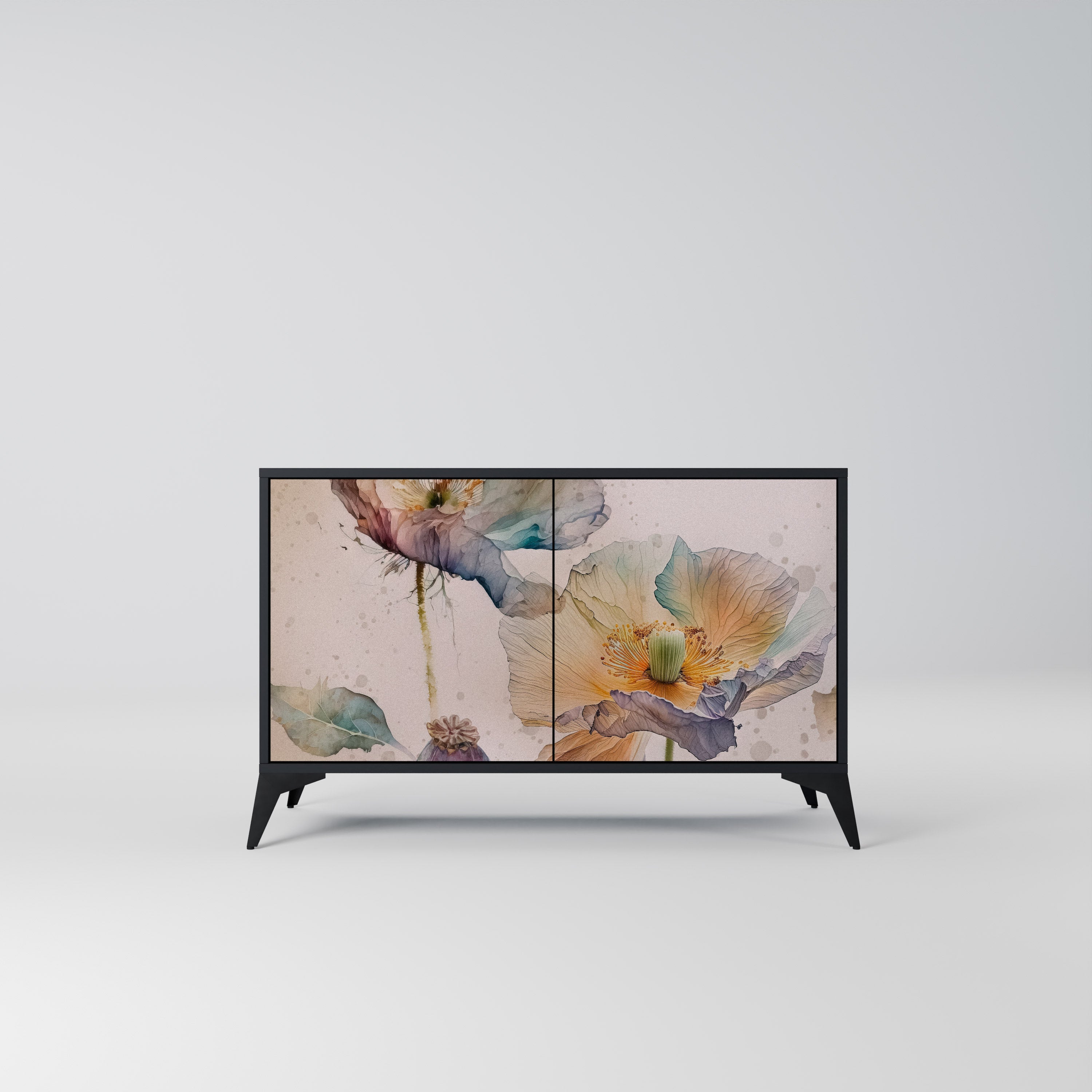 SOFTEN POPPY Aparador de 2 Portas em Acabamento Preto