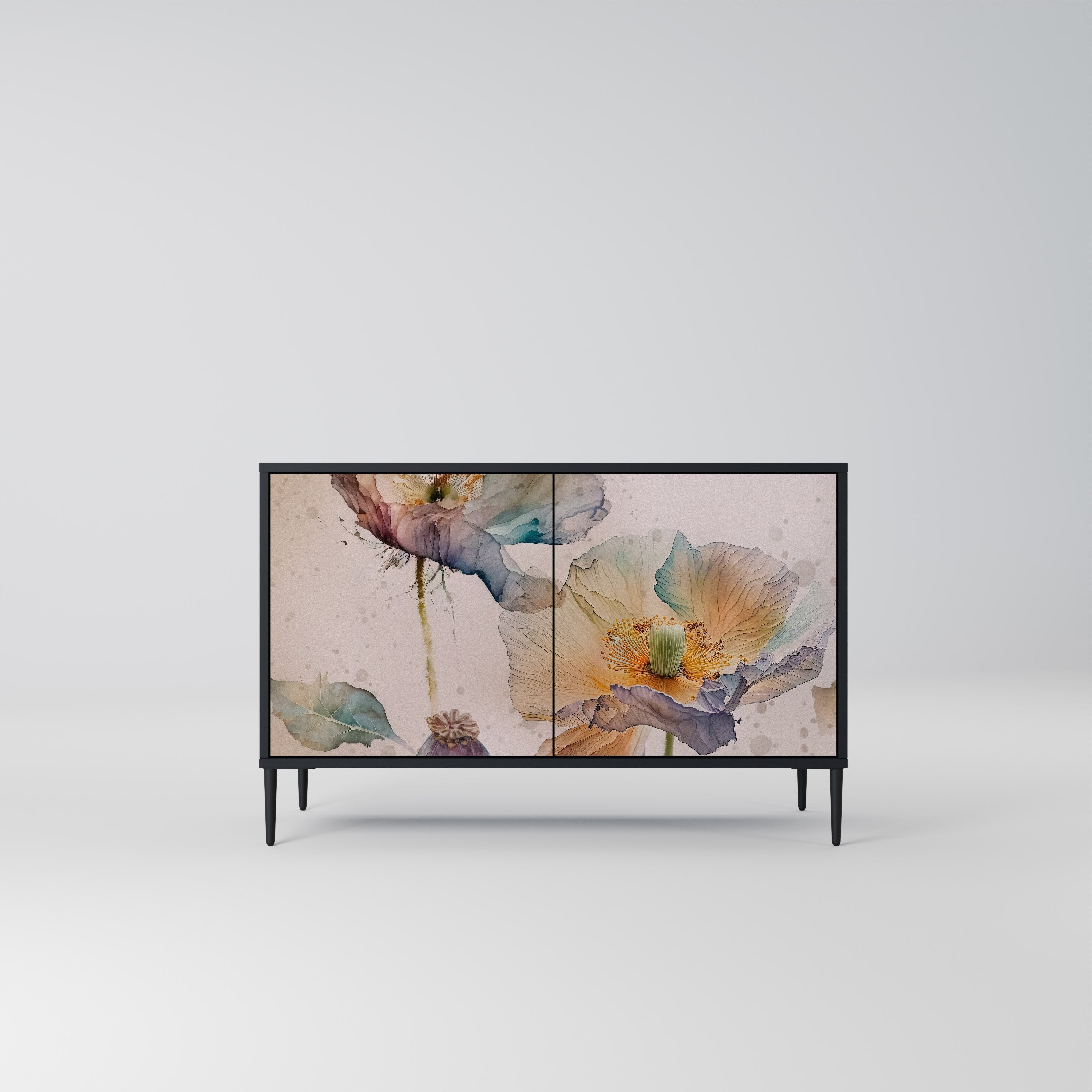 SOFTEN POPPY Aparador de 2 Portas em Acabamento Preto