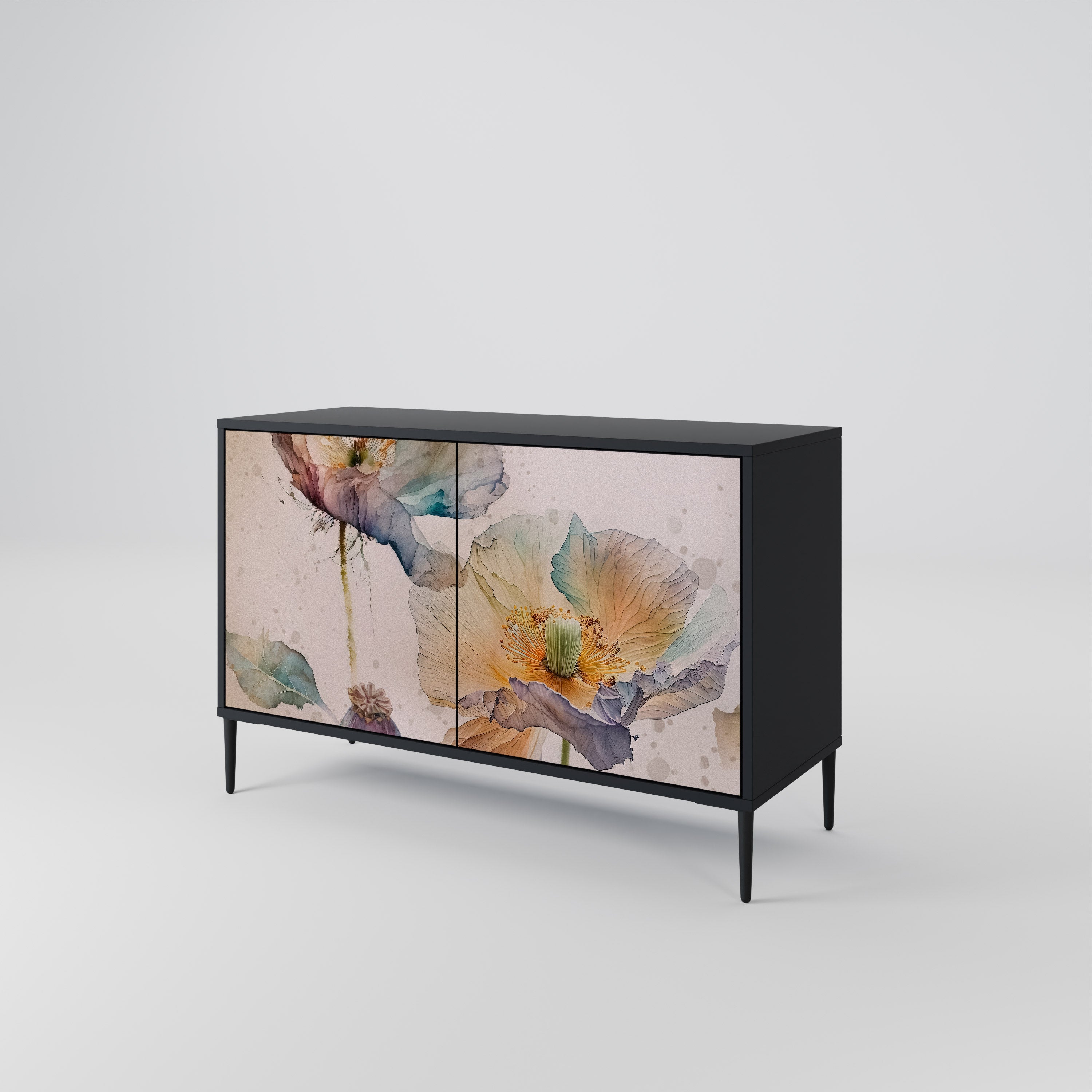 SOFTEN POPPY Aparador de 2 Portas em Acabamento Preto