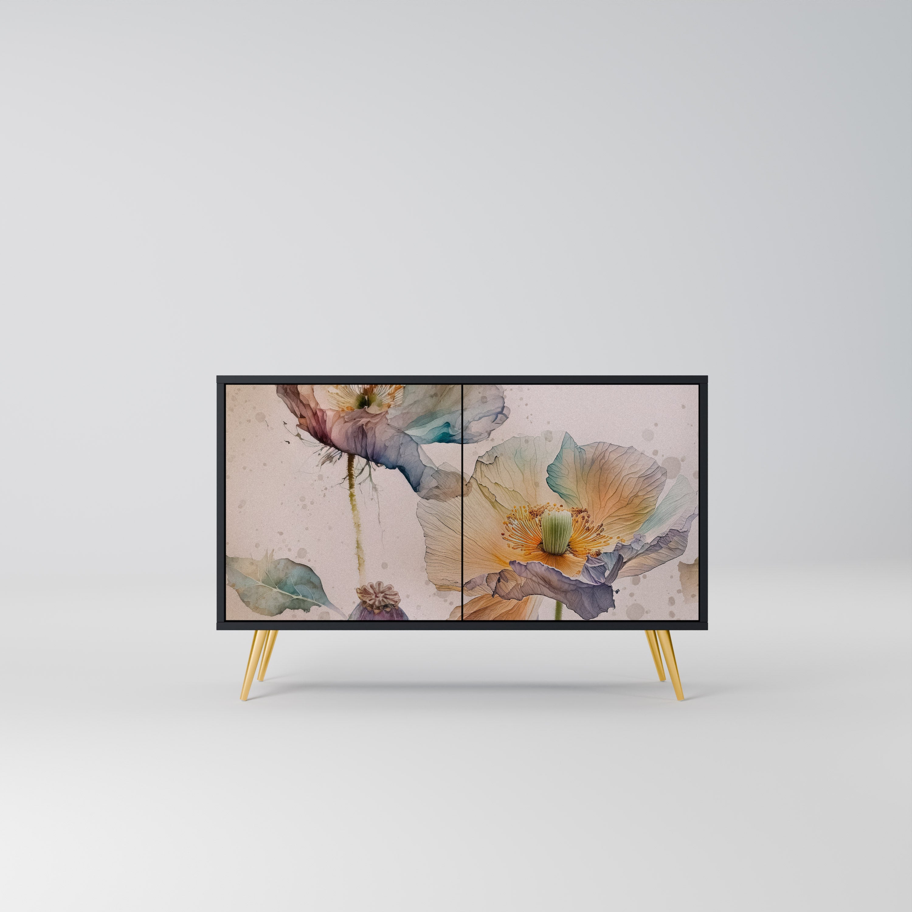 SOFTEN POPPY Aparador de 2 Portas em Acabamento Preto