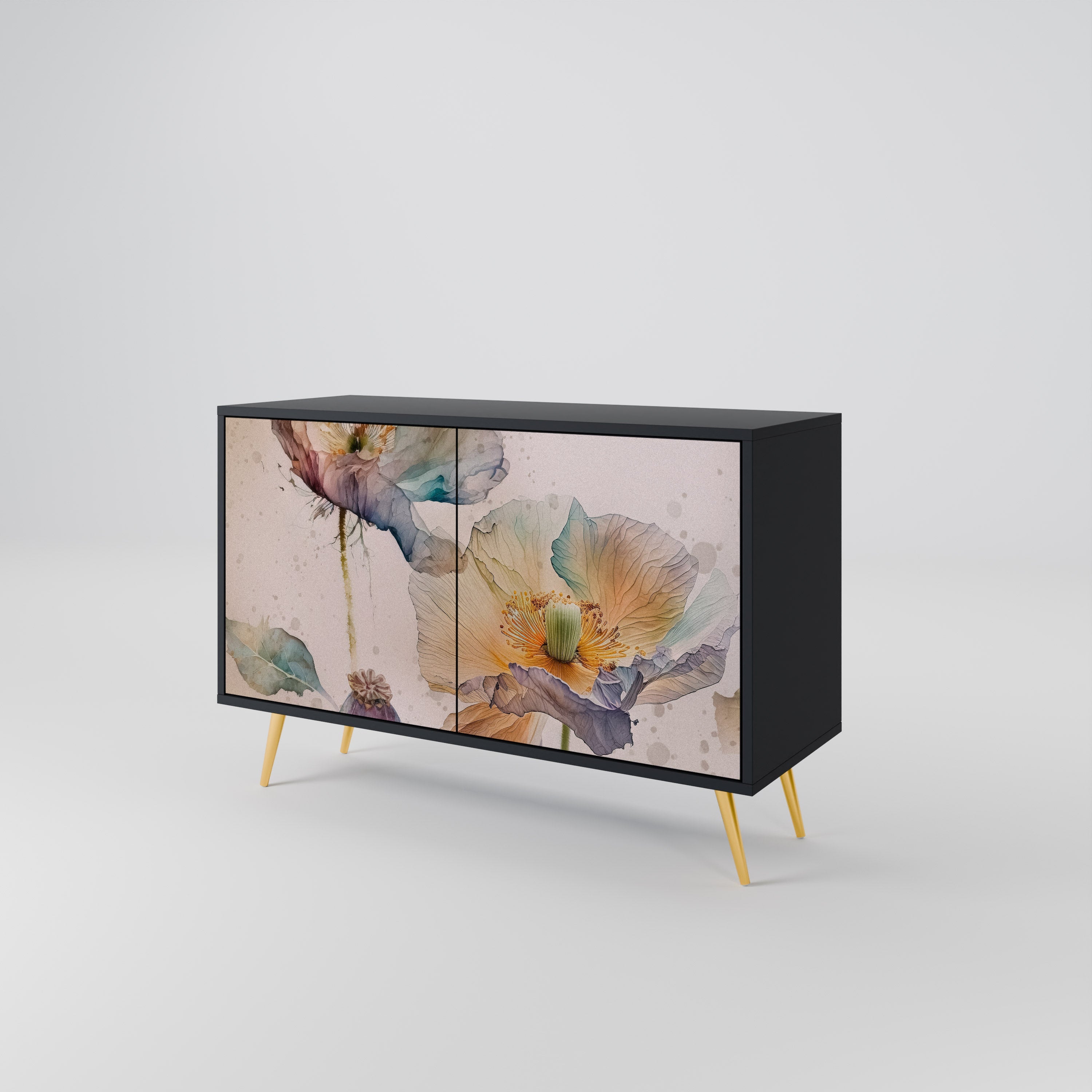 SOFTEN POPPY 2-Door Sideboard in Black Finish