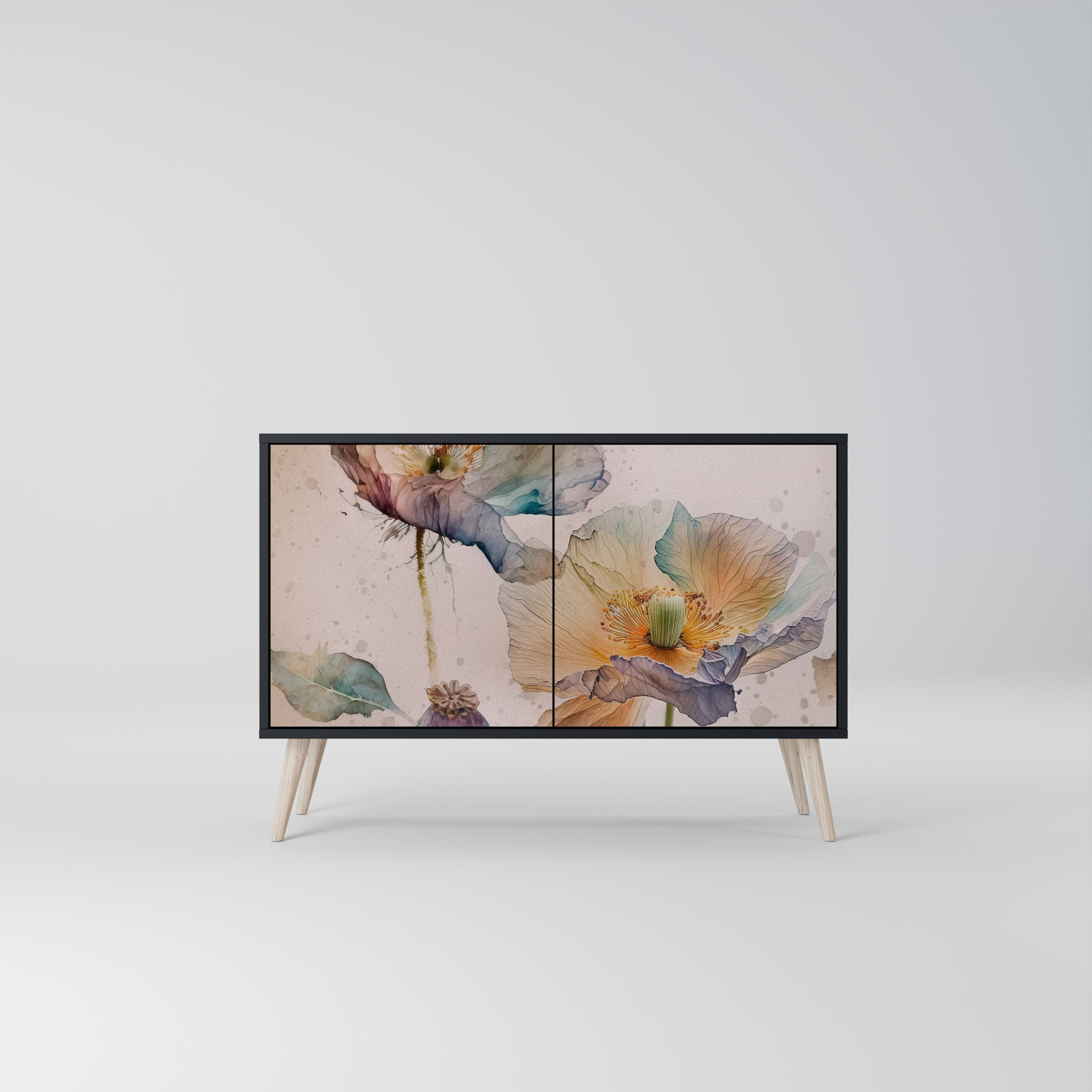 SOFTEN POPPY Aparador de 2 Portas em Acabamento Preto