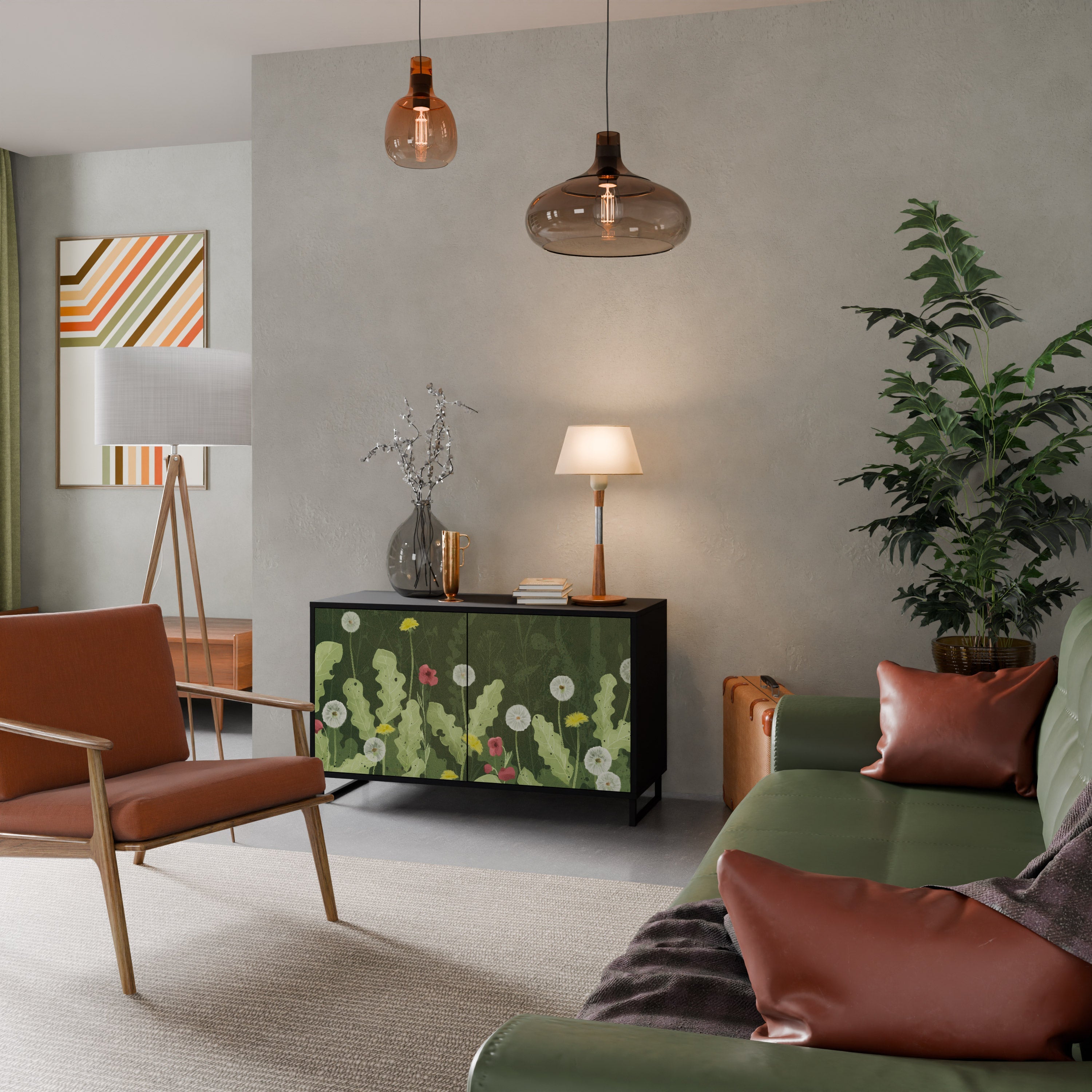 DANDELION AMUSE Aparador de 2 Portas em Acabamento Preto