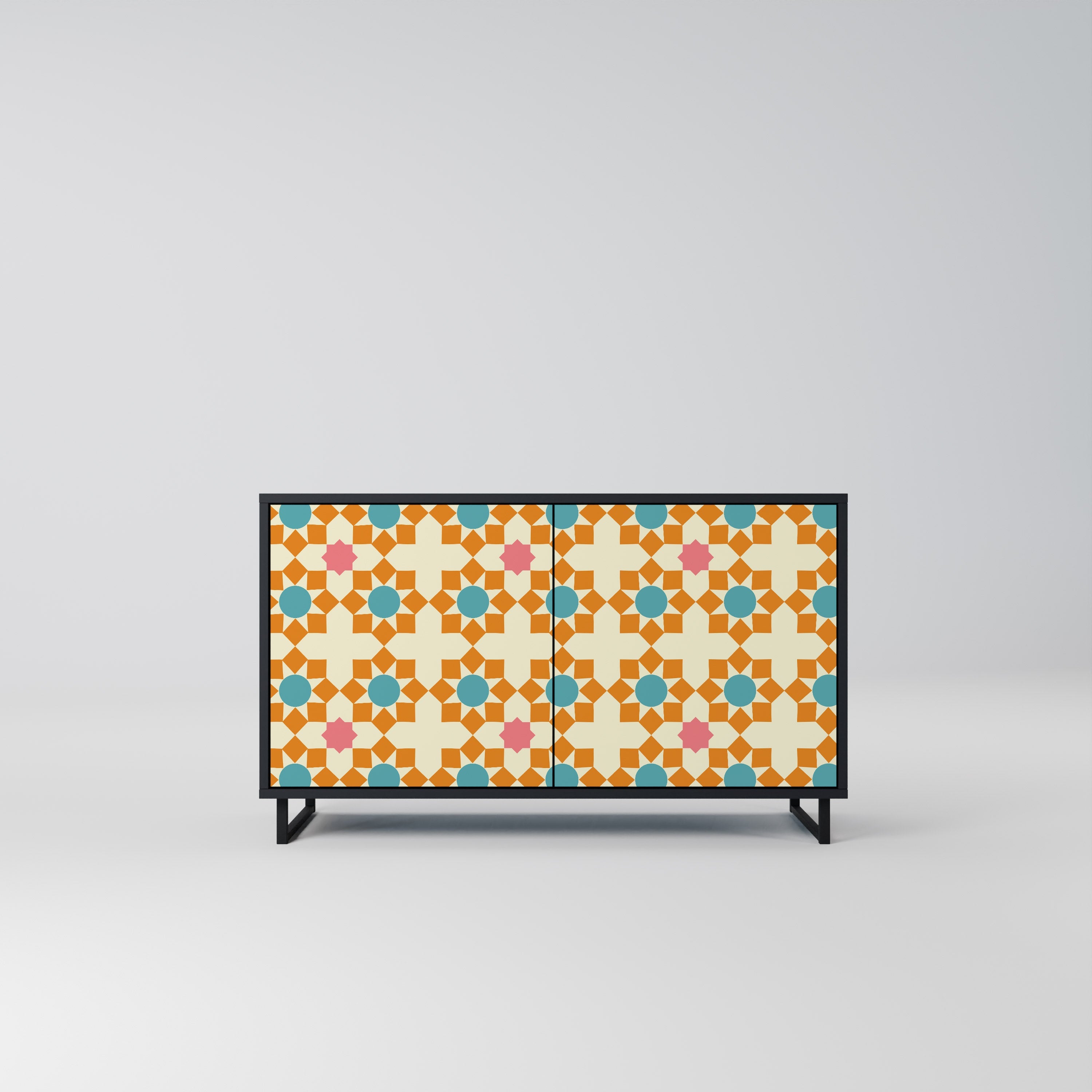 FLORAL DECOR Aparador de 2 Portas em Acabamento Preto