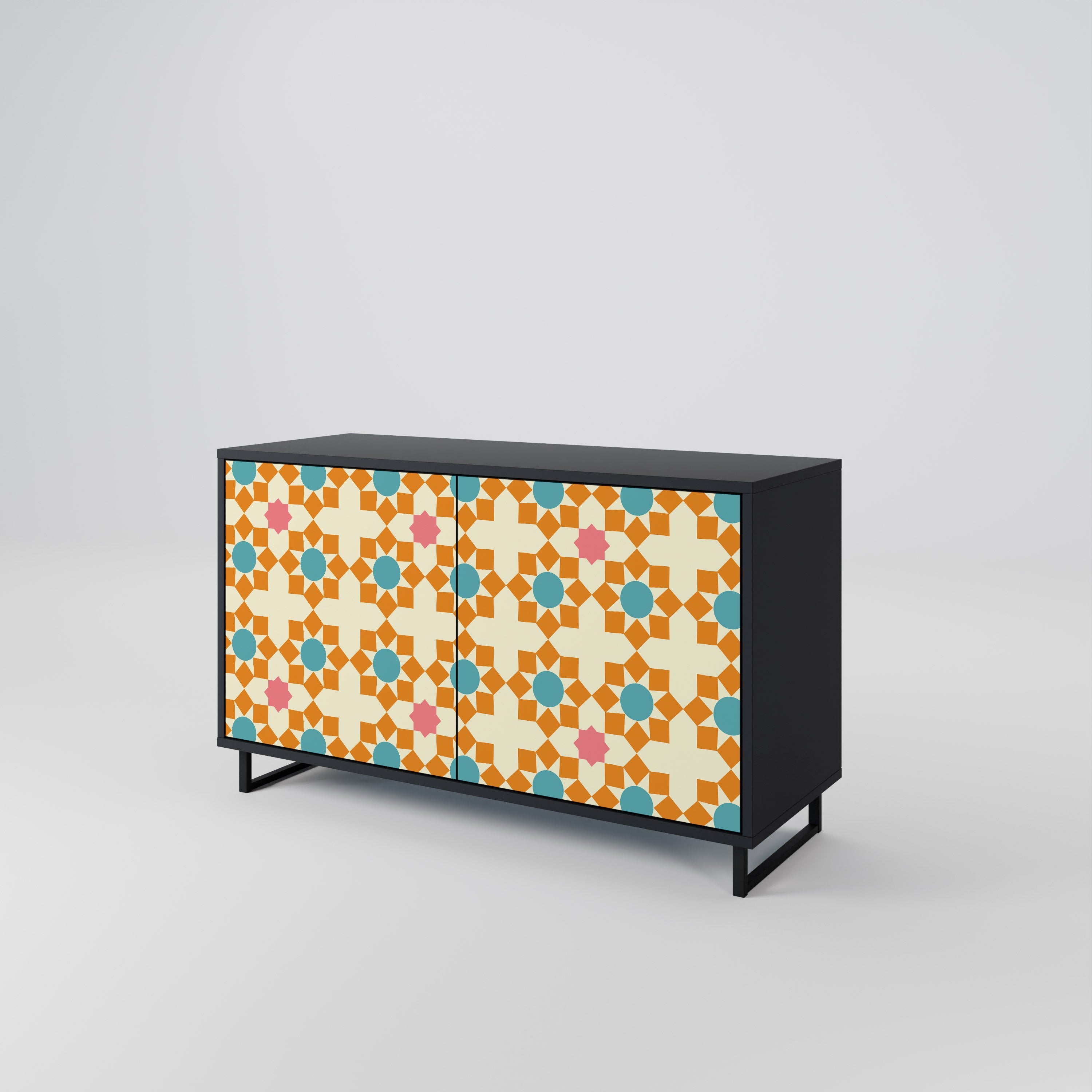FLORAL DECOR 2-Door Sideboard in Black Finish