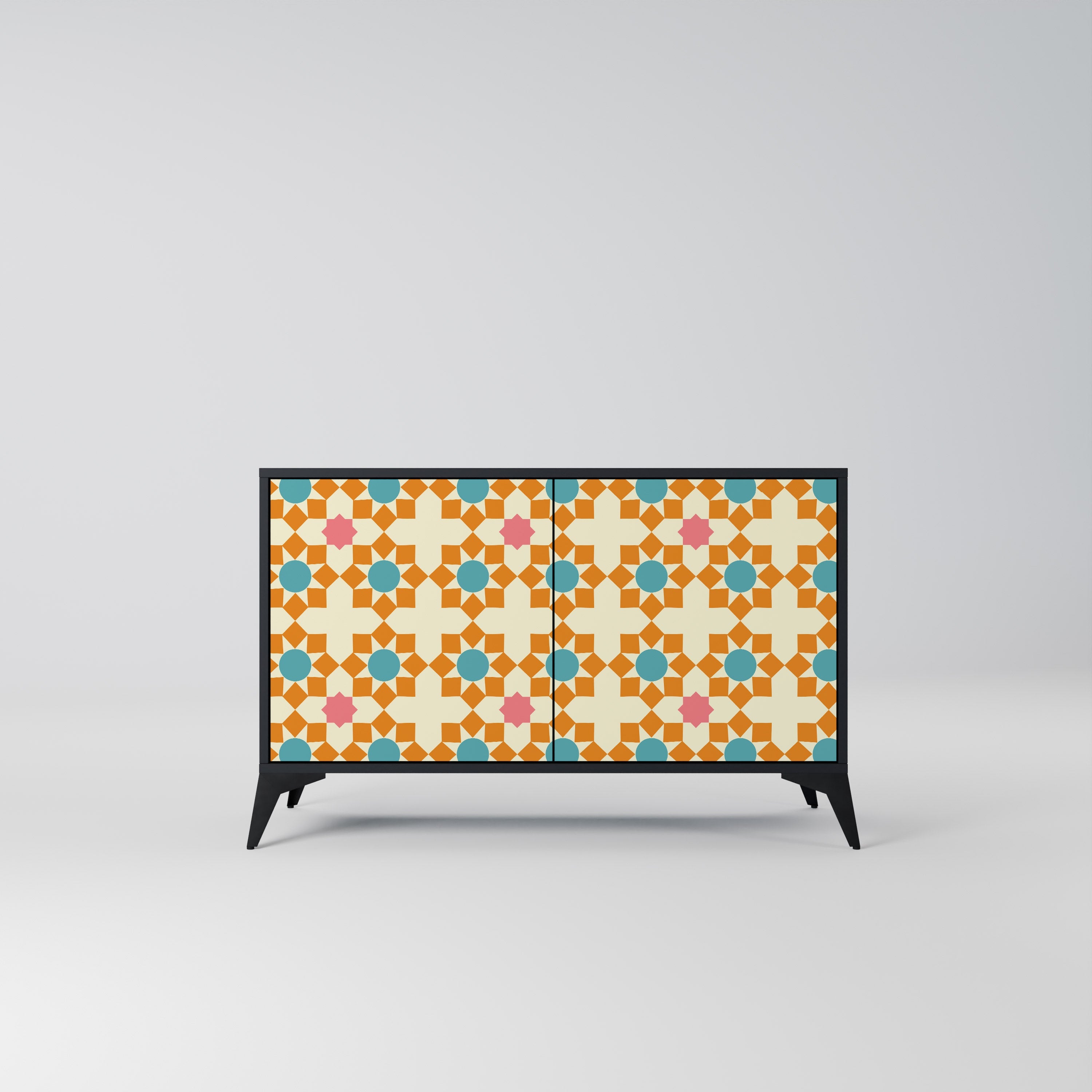 FLORAL DECOR Aparador de 2 Portas em Acabamento Preto