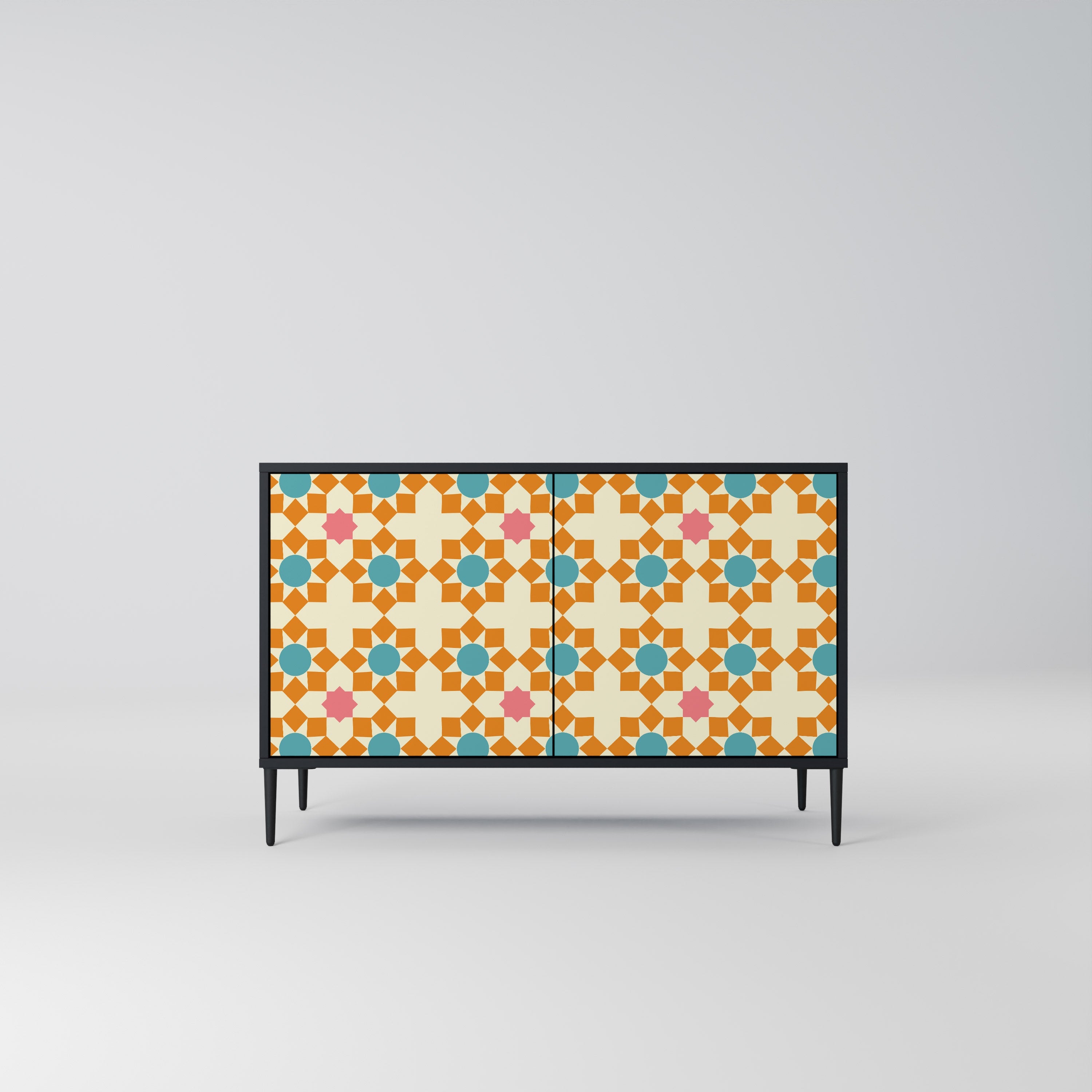 FLORAL DECOR Aparador de 2 Portas em Acabamento Preto