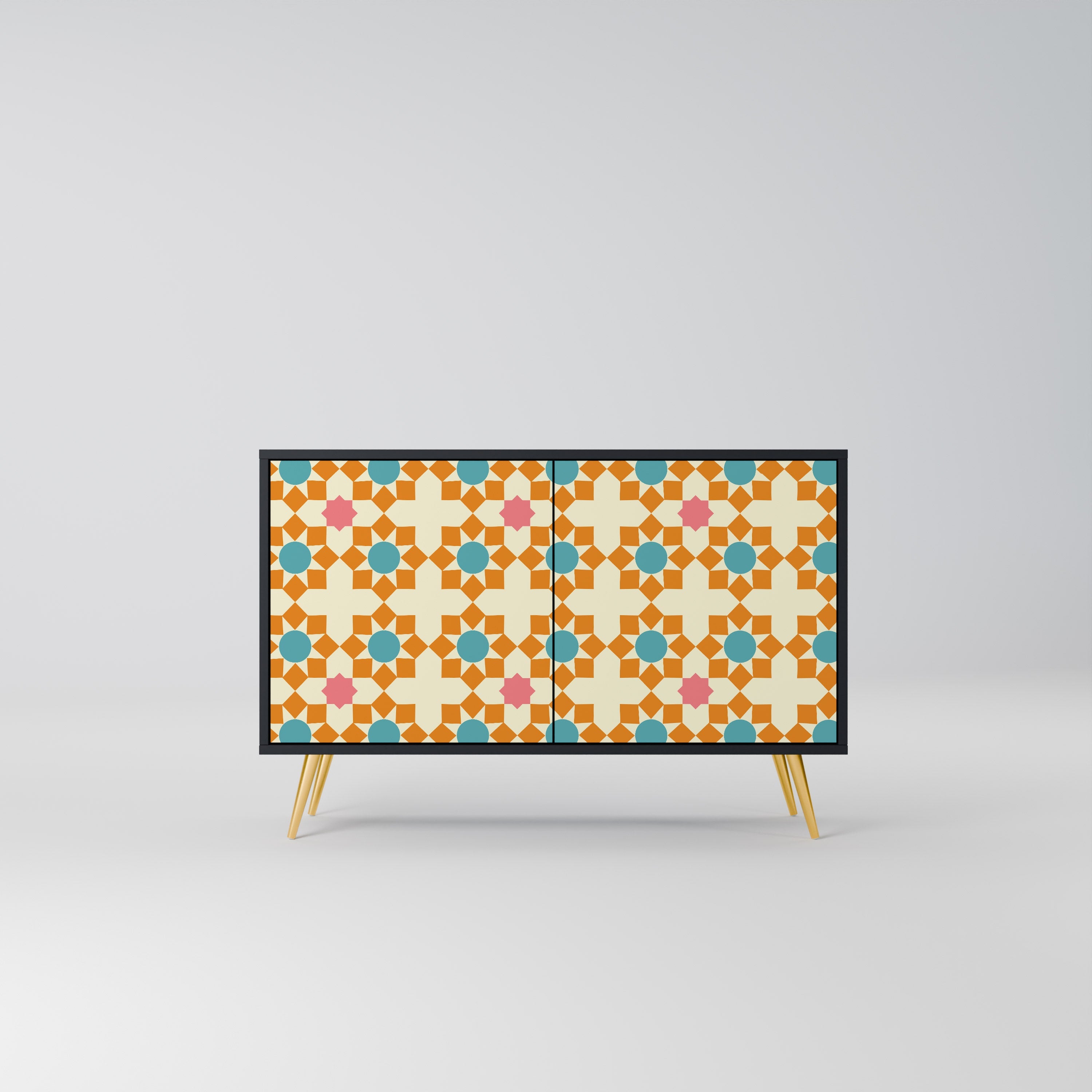 FLORAL DECOR Aparador de 2 Portas em Acabamento Preto