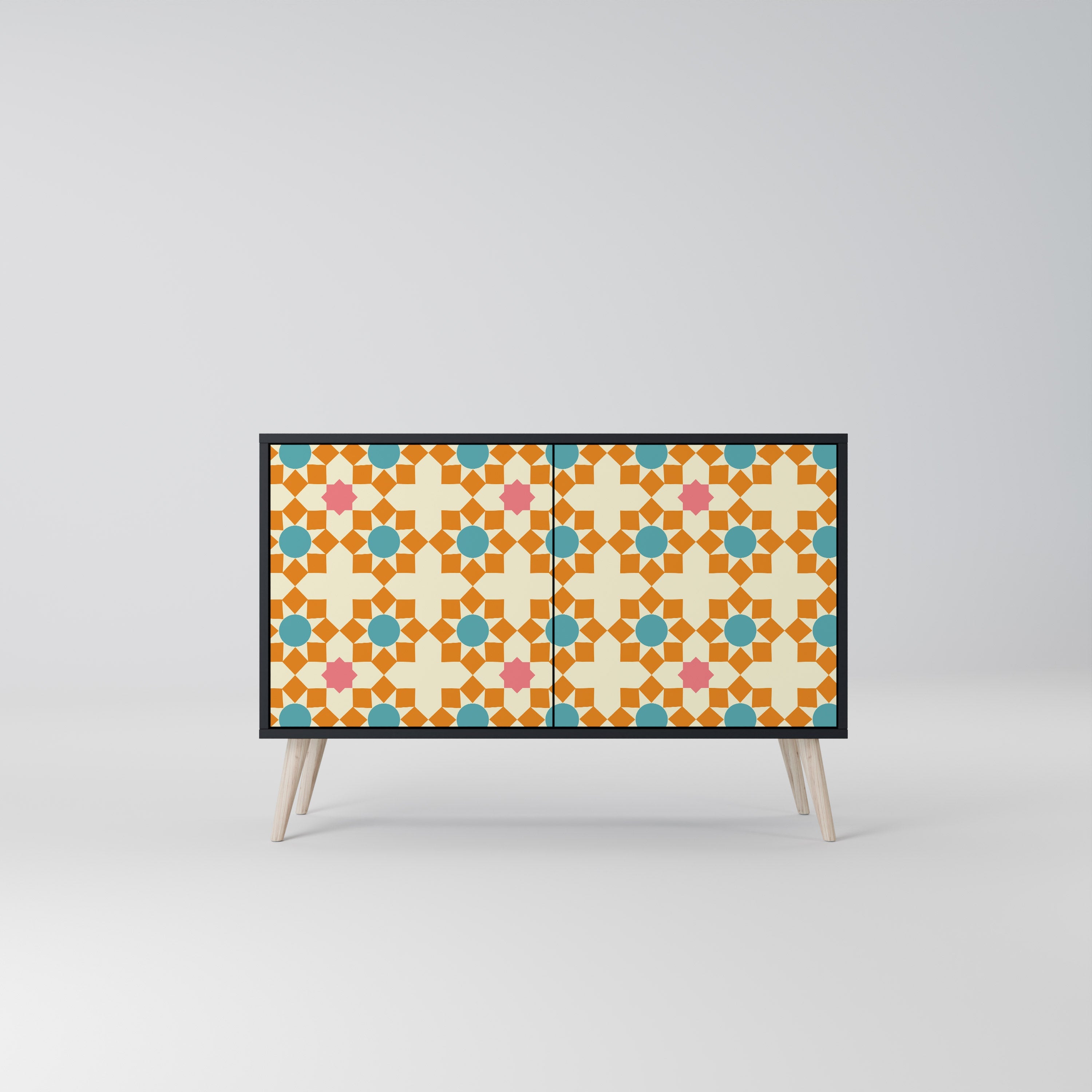 FLORAL DECOR Aparador de 2 Portas em Acabamento Preto